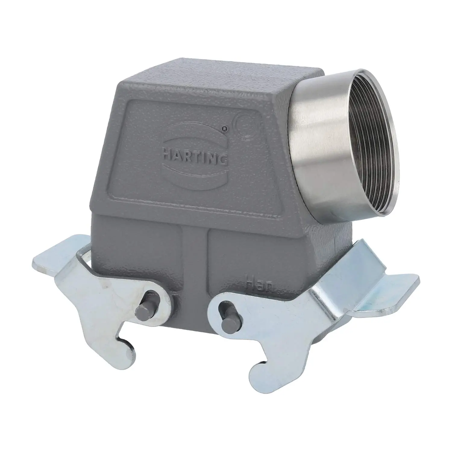 Produktfoto 1 von 04300100570 HARTING Han 10B Tüllengehäuse hoch, 1xM40 seitlicher Kabelabgang, mit 2 Querbügeln Verschraubung M40 Klemmbereich 19,0mm - 28,0mm