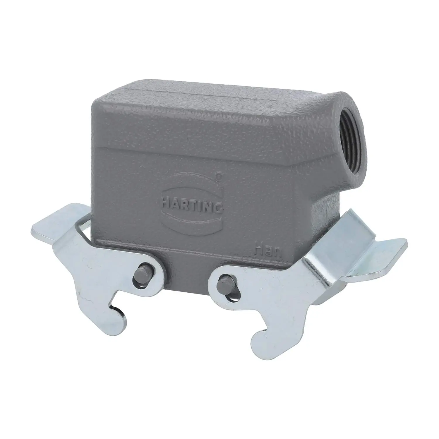 Produktfoto 1 von 04300101562 HARTING Han 10B Tüllengehäuse niedrig, 1xM20 seitlicher Kabelabgang, mit 2 Querbügeln Verschraubung M20 Klemmbereich 7,0mm - 13,0mm