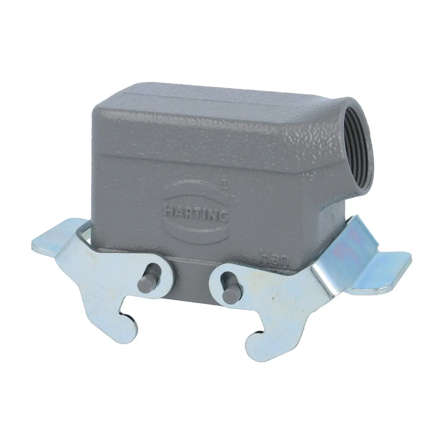Produktfoto 1 von 04300101565 HARTING Han 10B Tüllengehäuse niedrig, 1xM25 seitlicher Kabelabgang, mit 2 Querbügeln Verschraubung M25 Klemmbereich 9,0mm - 17,0mm