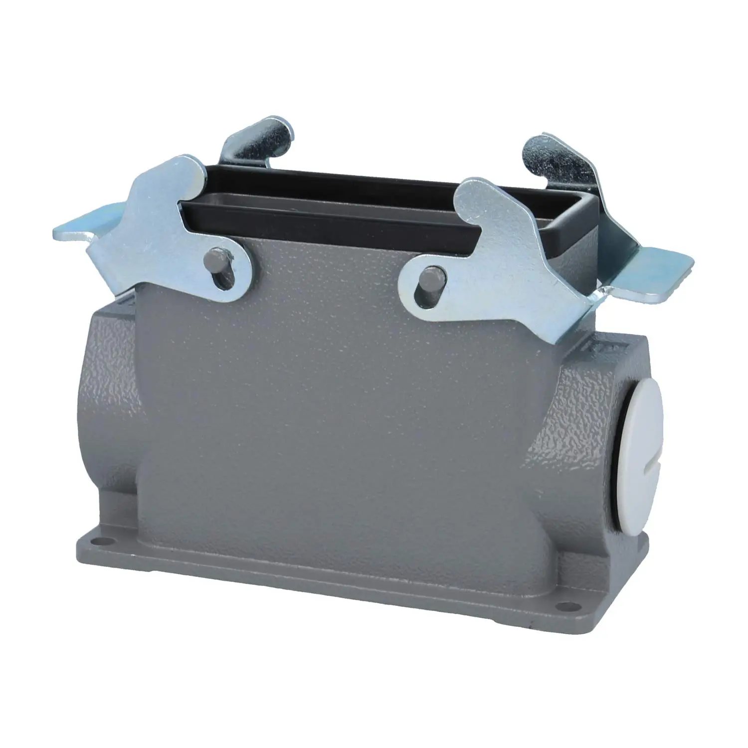 Produktfoto 1 von 04300160230 HARTING Han 16B Sockelgehäuse hoch, 1xPG21 seitlicher Kabelabgang, mit 2 Querbügeln Verschraubung PG21 Klemmbereich 11,0mm - 18,0mm