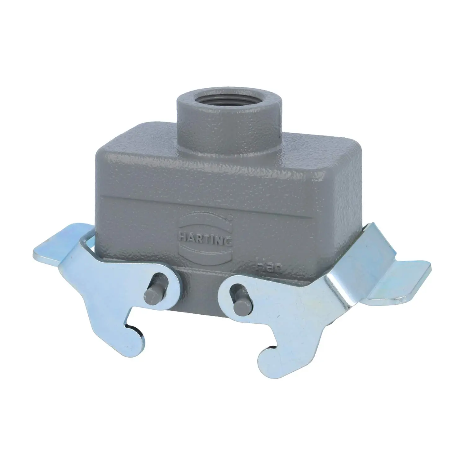 Produktfoto 1 von 04300101462 HARTING Han 10B Tüllengehäuse niedrig, 1xM20 gerader Kabelabgang, mit 2 Querbügeln Verschraubung M20 Klemmbereich 7,0mm - 13,0mm