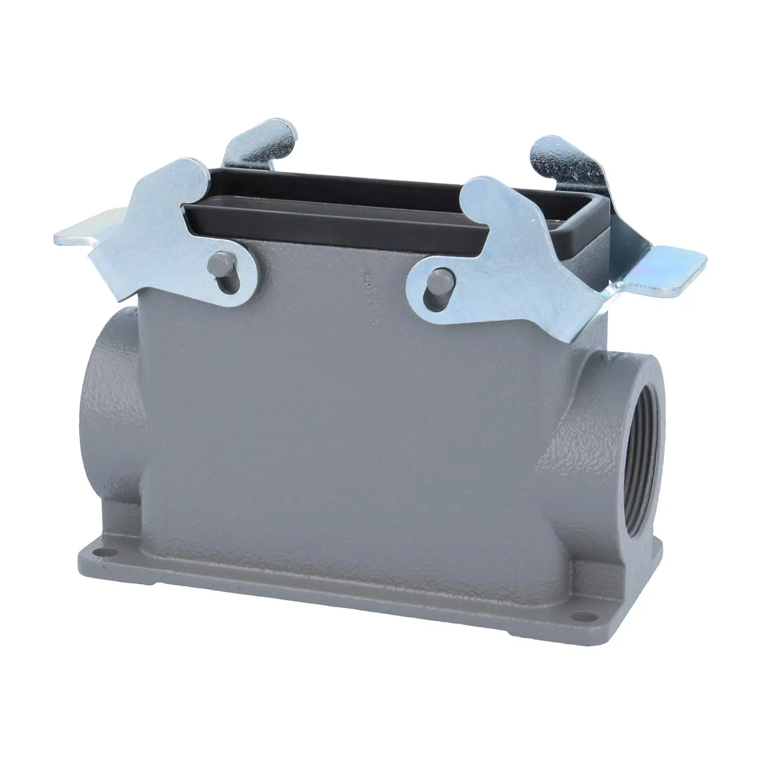 Produktfoto 1 von 04300160263 HARTING Han 16B Sockelgehäuse hoch, 1xM32 seitlicher Kabelabgang, mit 2 Querbügeln Verschraubung M32 Klemmbereich 11,0mm - 21,0mm