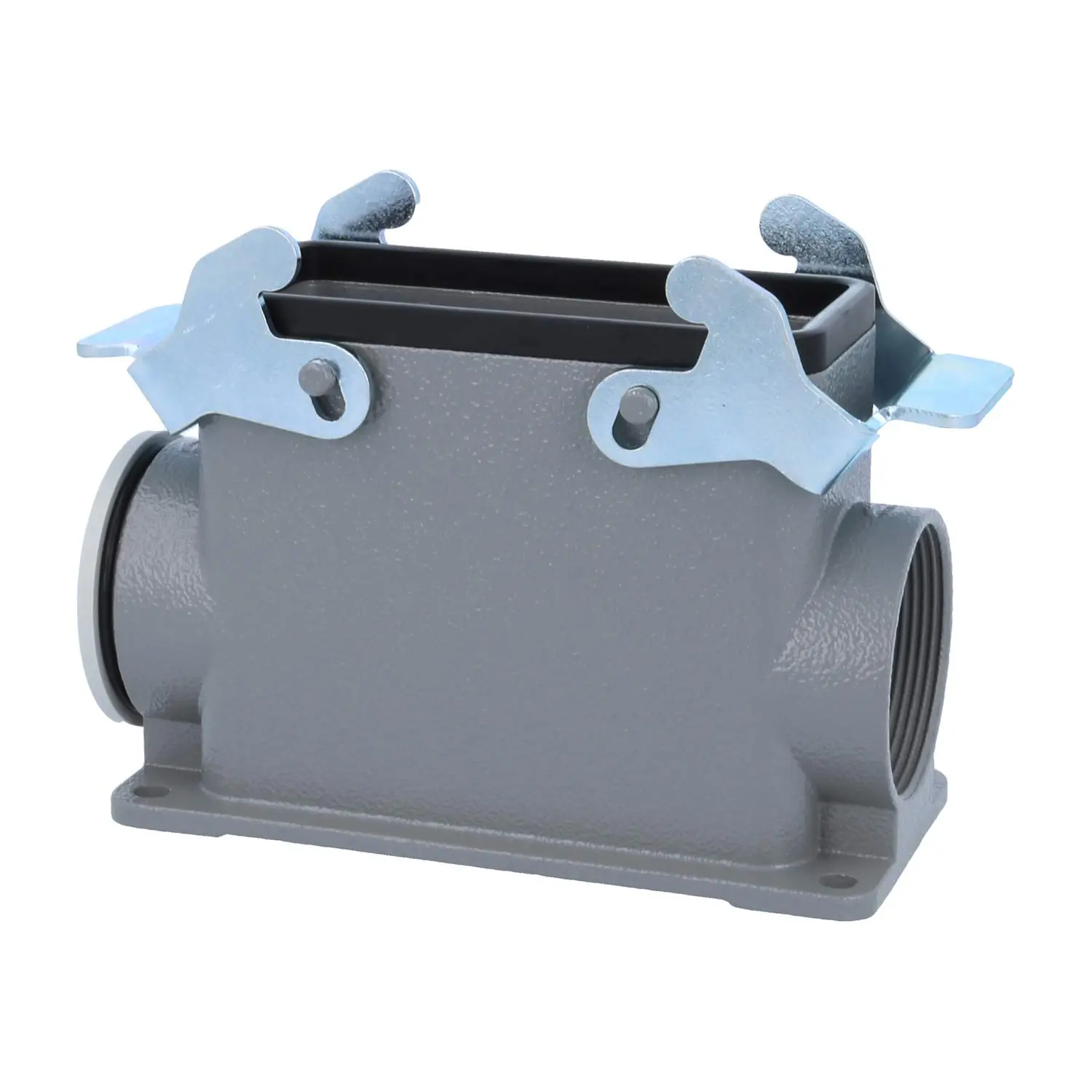 Produktfoto 1 von 04300160280 HARTING Han 16B Sockelgehäuse hoch, 1xM40 seitlicher Kabelabgang, mit 2 Querbügeln Verschraubung M40 Klemmbereich 19,0mm - 28,0mm