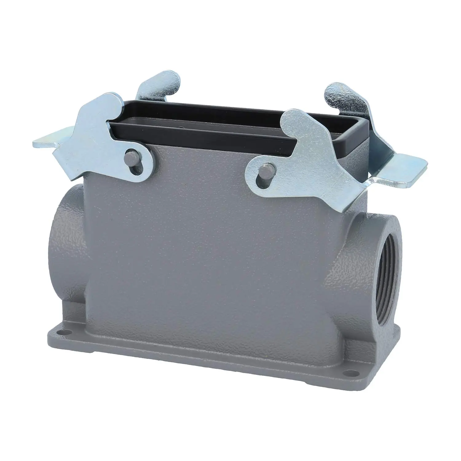 Produktfoto 1 von 04300160241 HARTING Han 16B Sockelgehäuse hoch, 2xM32 seitlicher Kabelabgang, mit 2 Querbügeln Verschraubung M32 Klemmbereich 11,0mm - 21,0mm