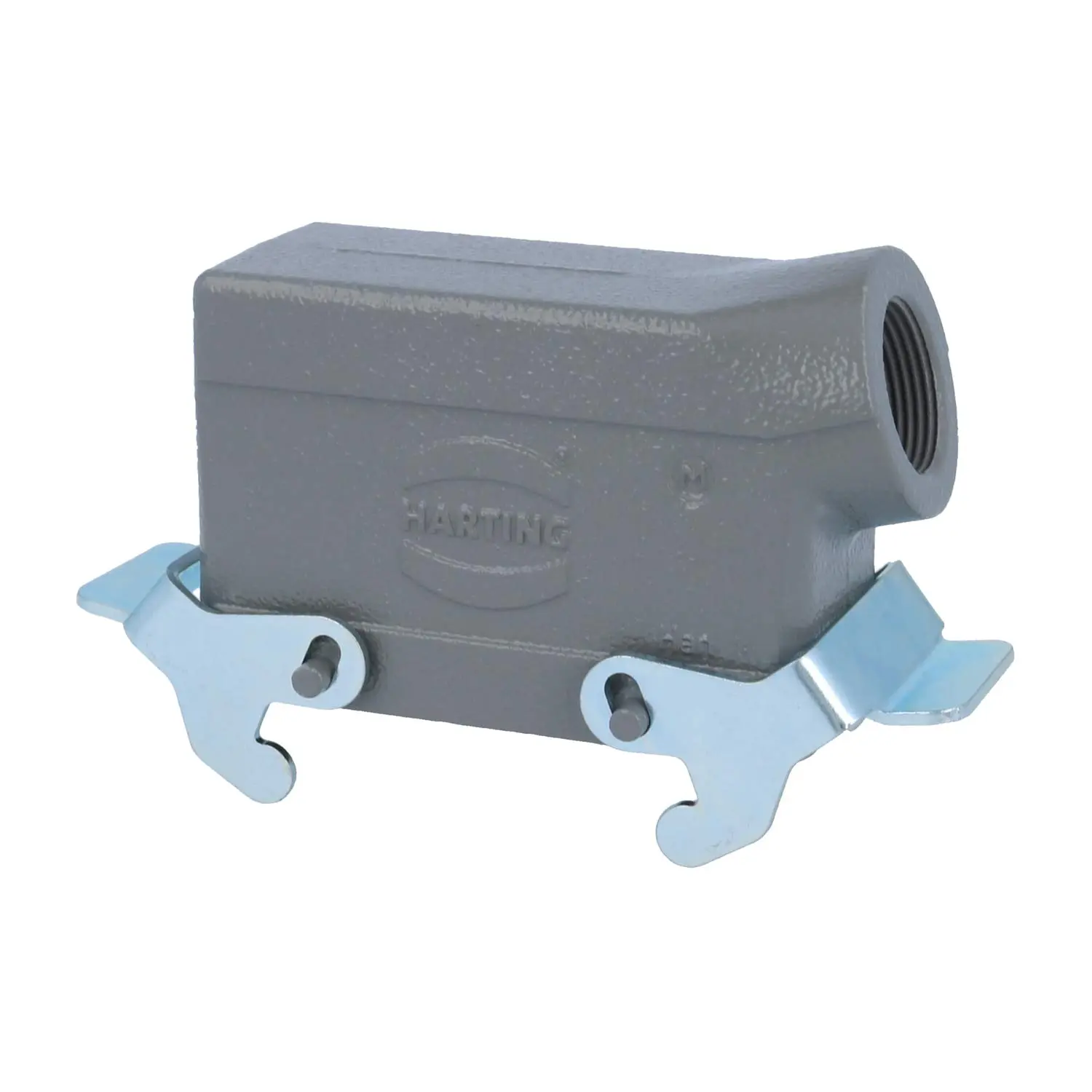 Produktfoto 1 von 04300161566 HARTING Han 16B Tüllengehäuse niedrig, 1xM25 seitlicher Kabelabgang, mit 2 Querbügeln Verschraubung M25 Klemmbereich 9,0mm - 17,0mm