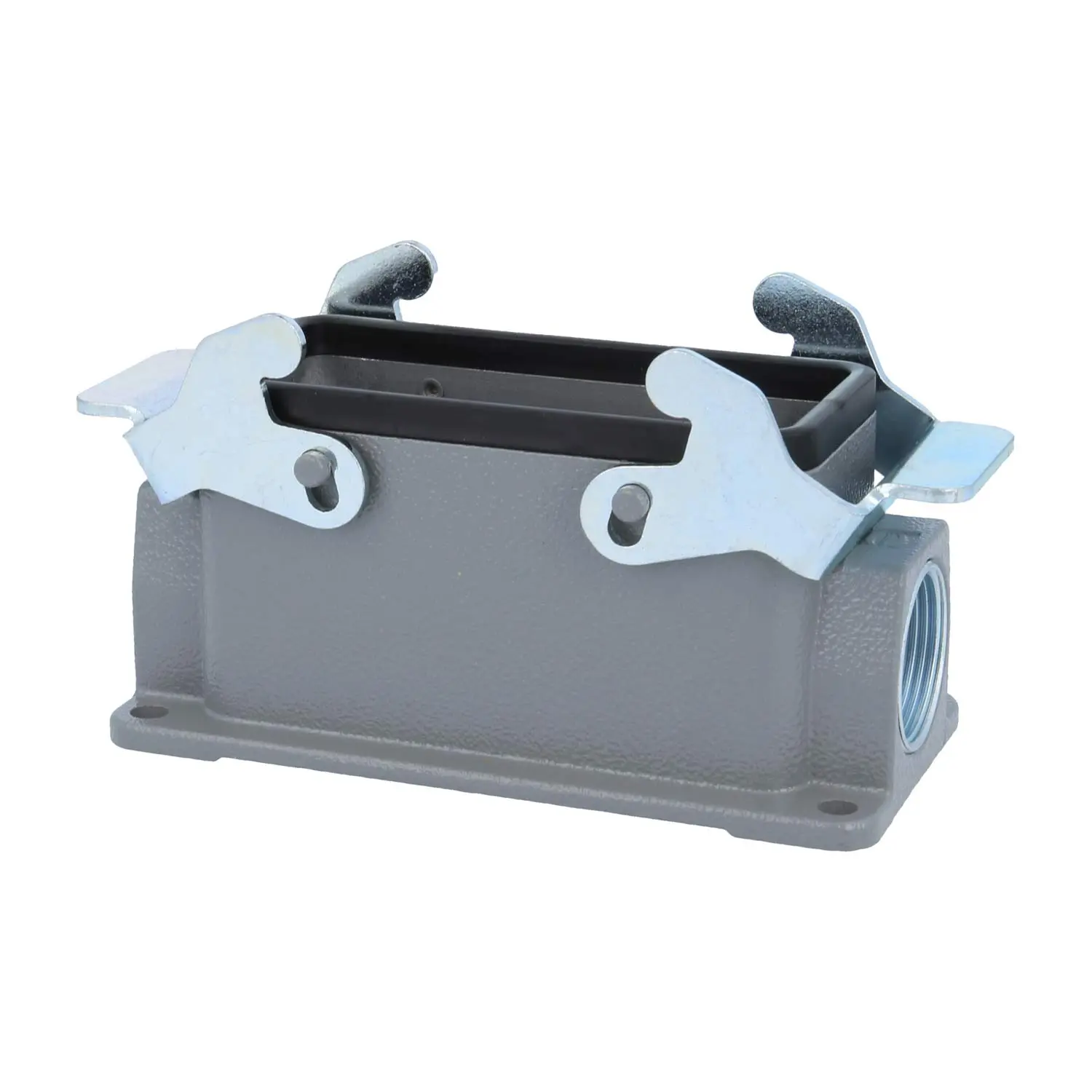 Produktfoto 1 von 04300161267 HARTING Han 16B Sockelgehäuse niedrig, 2xM25 seitlicher Kabelabgang, mit 2 Querbügeln Verschraubung M25 Klemmbereich 9,0mm - 17,0mm