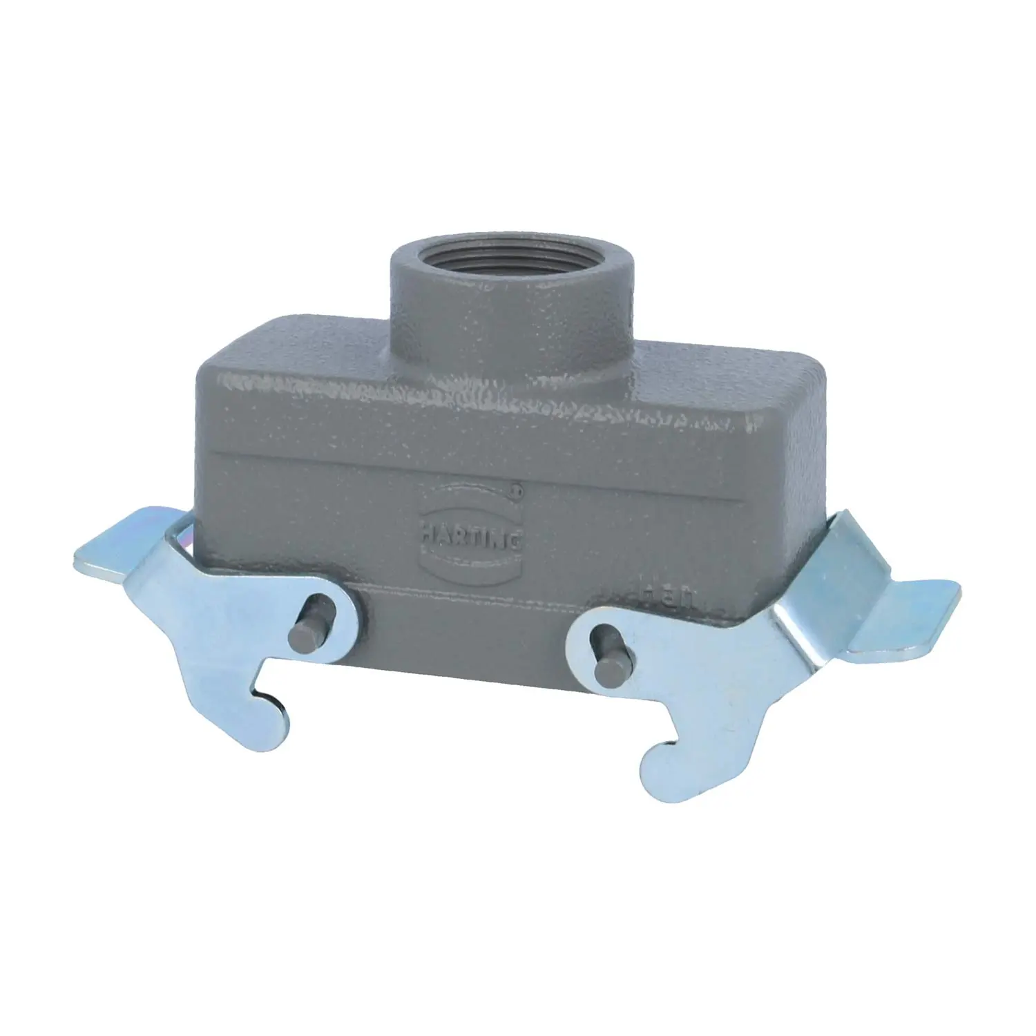 Produktfoto 1 von 04300161430 HARTING Han 16B Tüllengehäuse niedrig, 1xPG21 gerader Kabelabgang, mit 2 Querbügeln Verschraubung PG21 Klemmbereich 11,0mm - 18,0mm
