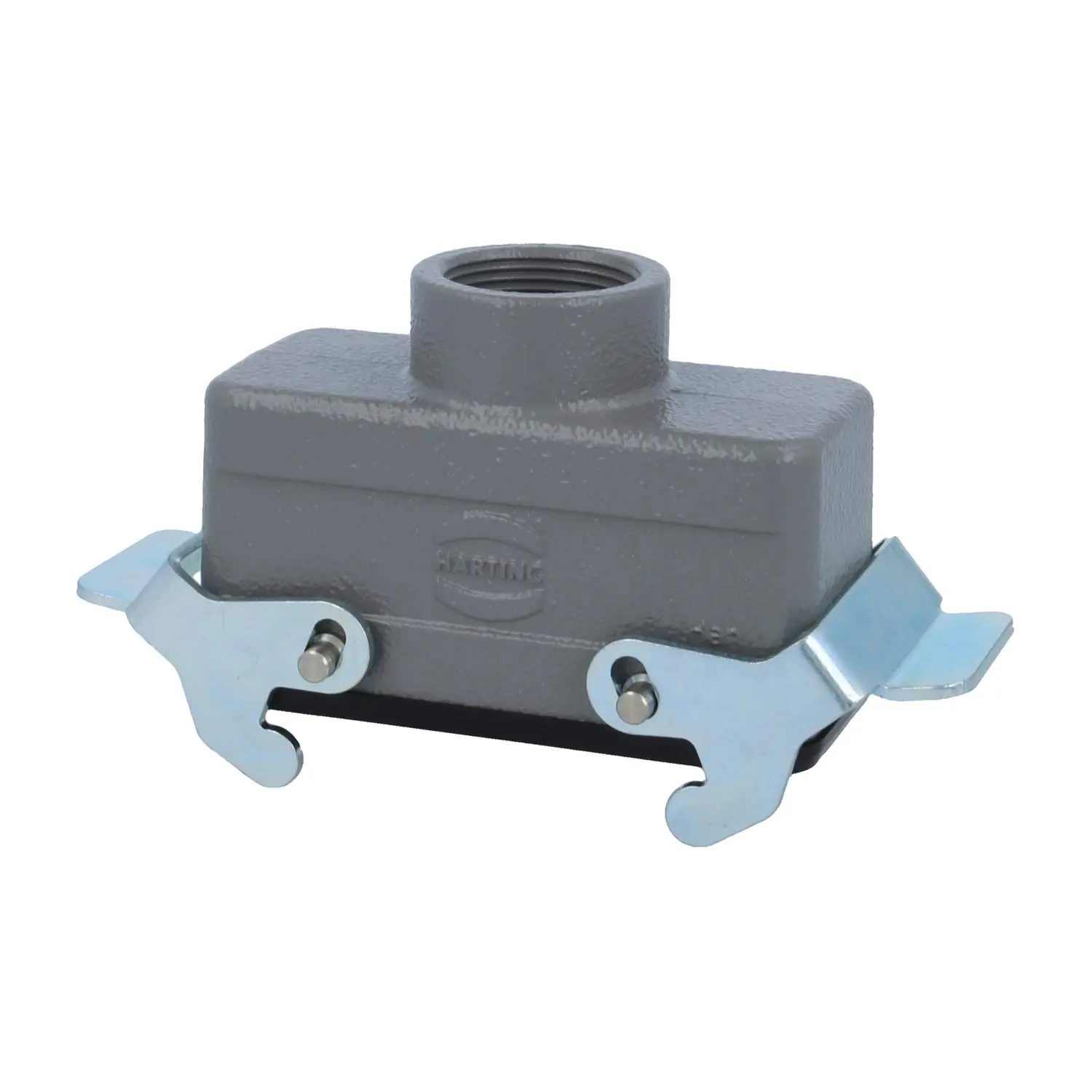 Produktfoto 1 von 04300161730 HARTING Han 16B Kupplungsgehäuse niedrig, 1xPG21 gerader Kabelabgang, mit 2 Querbügeln Verschraubung PG21 Klemmbereich 11,0mm - 18,0mm