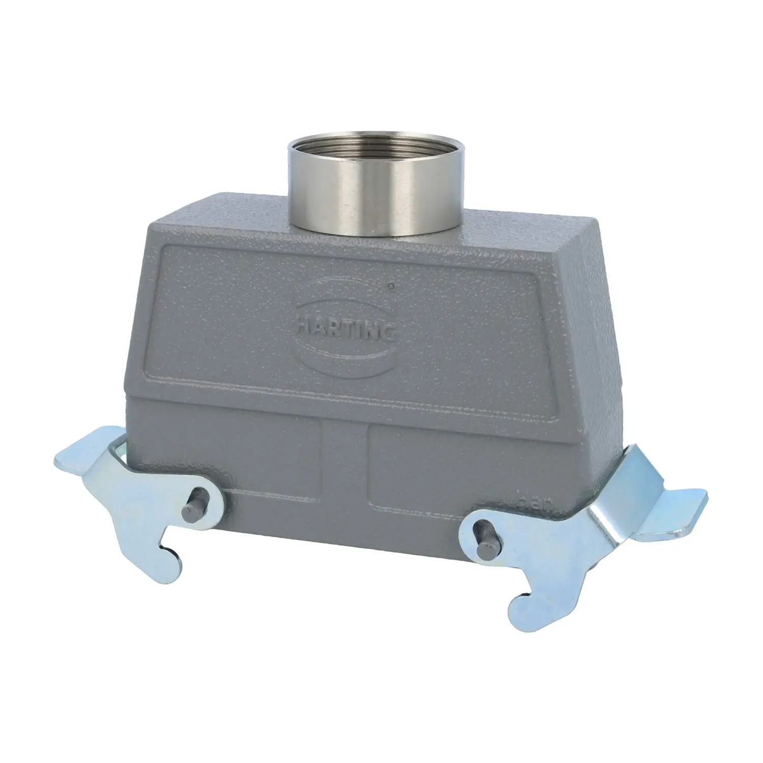 Produktfoto 1 von 04300240468 HARTING Han 24B Tüllengehäuse hoch, 1xM40 gerader Kabelabgang, mit 2 Querbügeln Verschraubung M40 Klemmbereich 19,0mm - 28,0mm