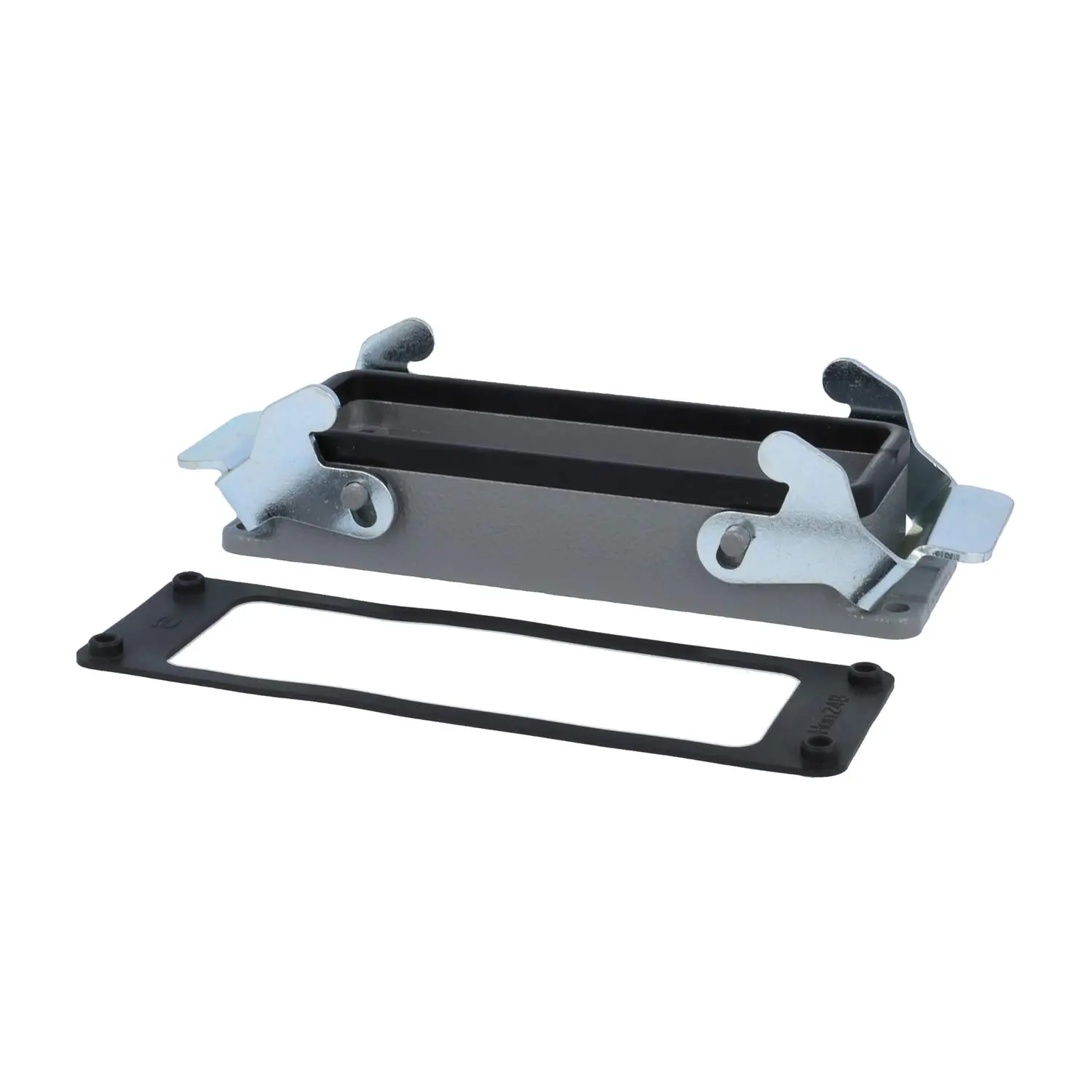 Produktfoto 1 von 04300240301 HARTING Han 24B Anbaugehäuse mit 2 Querbügeln 2 Sicherheitsbügel Metall