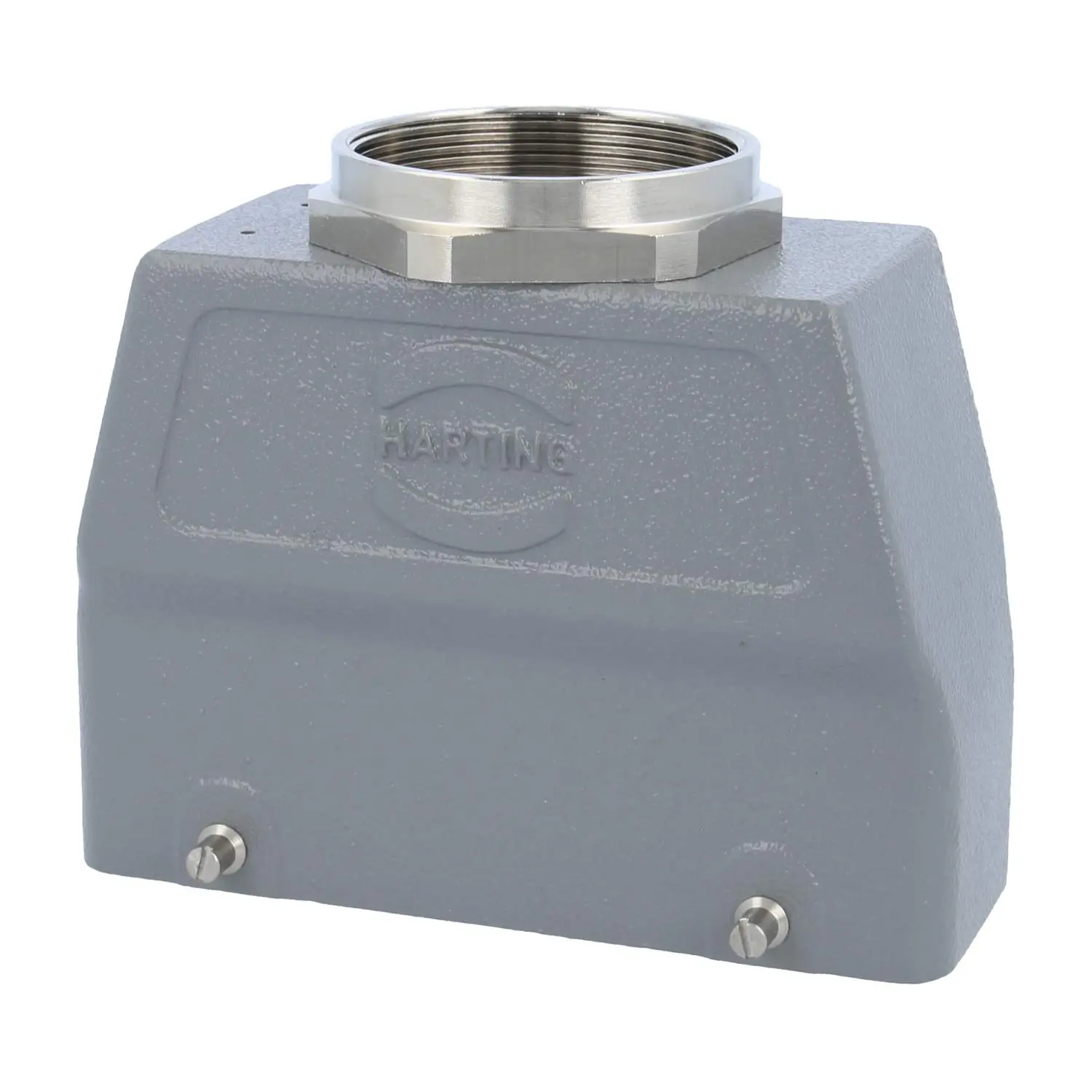 Produktfoto 1 von 04300240477 HARTING Han 24B Tüllengehäuse hoch, 1xM50 gerader Kabelabgang, mit 2 Querbügeln Verschraubung M50 Klemmbereich 27,0mm - 35,0mm