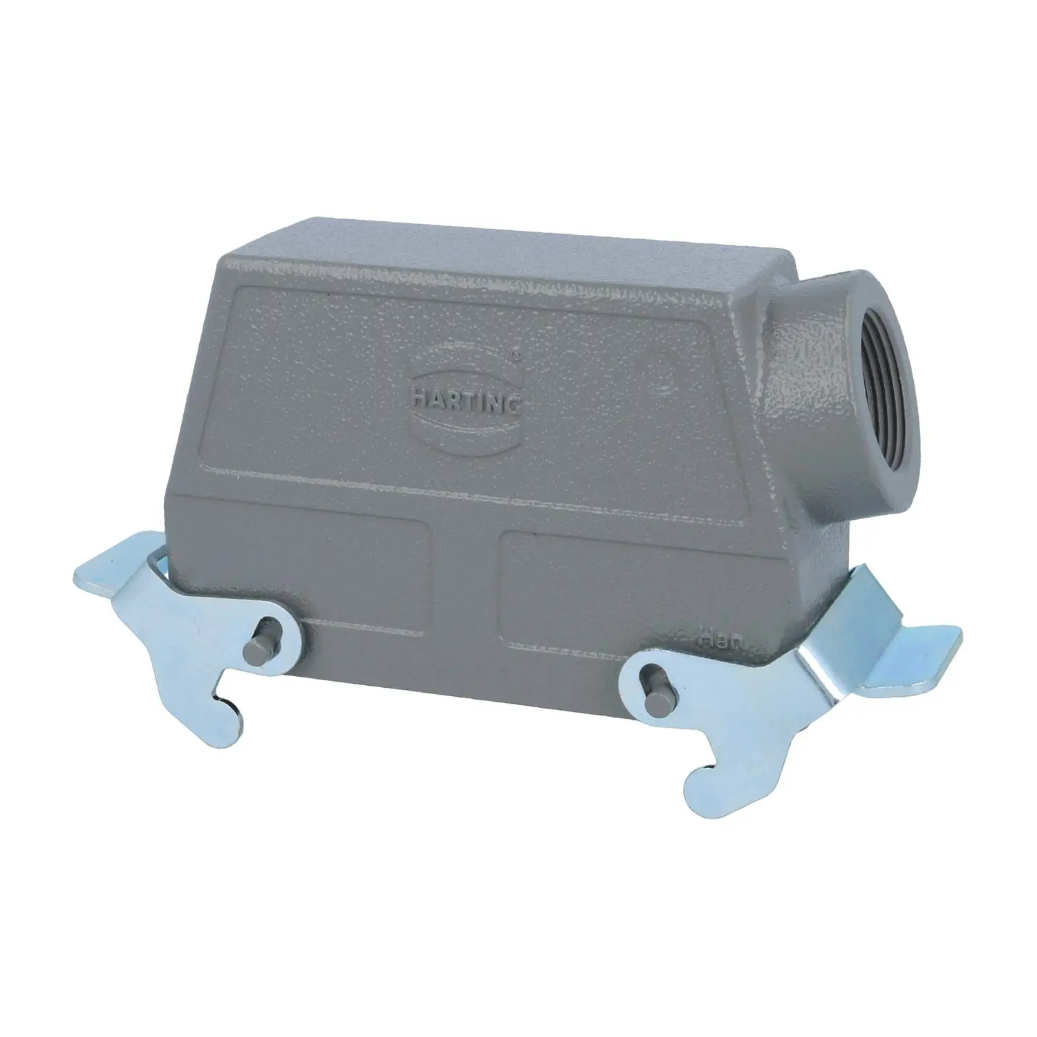 Produktfoto 1 von 04300240530 HARTING Han 24B Tüllengehäuse hoch, 1xPG21 seitlicher Kabelabgang, mit 2 Querbügeln Verschraubung PG21 Klemmbereich 11,0mm - 18,0mm