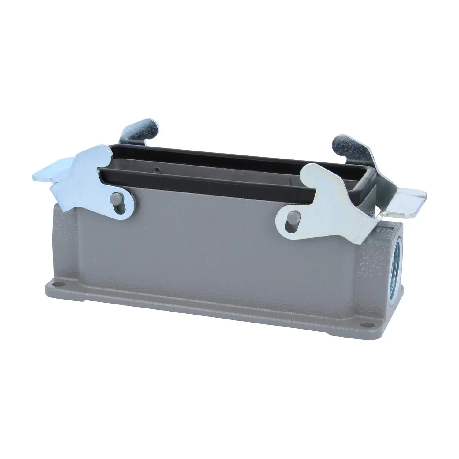 Produktfoto 1 von 04300241241 HARTING Han 24B für 2 Einsätze Sockelgehäuse niedrig, 1xM25 seitlicher Kabelabgang, mit 2 Querbügeln Verschraubung M25 Klemmbereich 9,0mm - 17,0mm