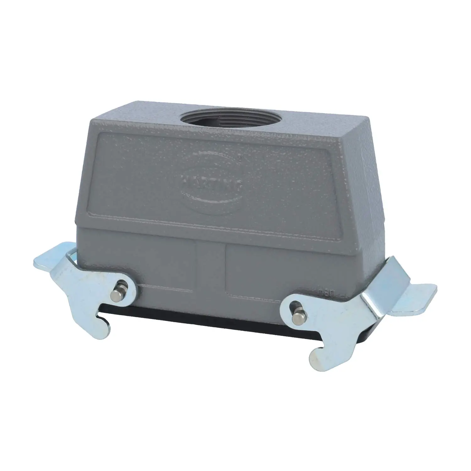 Produktfoto 1 von 04300240766 HARTING Han 24B Kupplungsgehäuse hoch, 1xM40 gerader Kabelabgang, mit 2 Querbügeln Verschraubung M40 Klemmbereich 19,0mm - 28,0mm