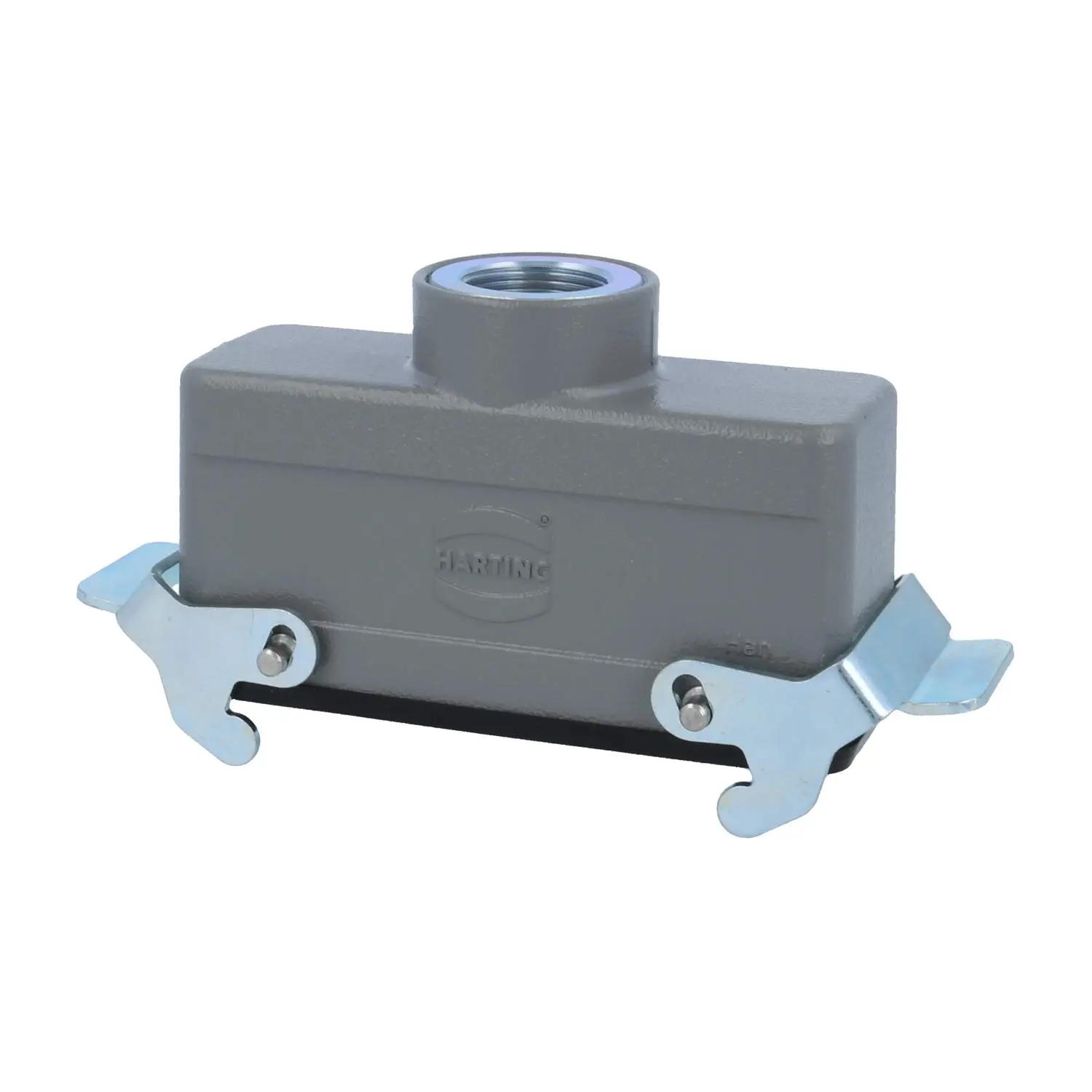 Produktfoto 1 von 04300241763 HARTING Han 24B Kupplungsgehäuse niedrig, 1xM25 gerader Kabelabgang, mit 2 Querbügeln Verschraubung M25 Klemmbereich 9,0mm - 17,0mm