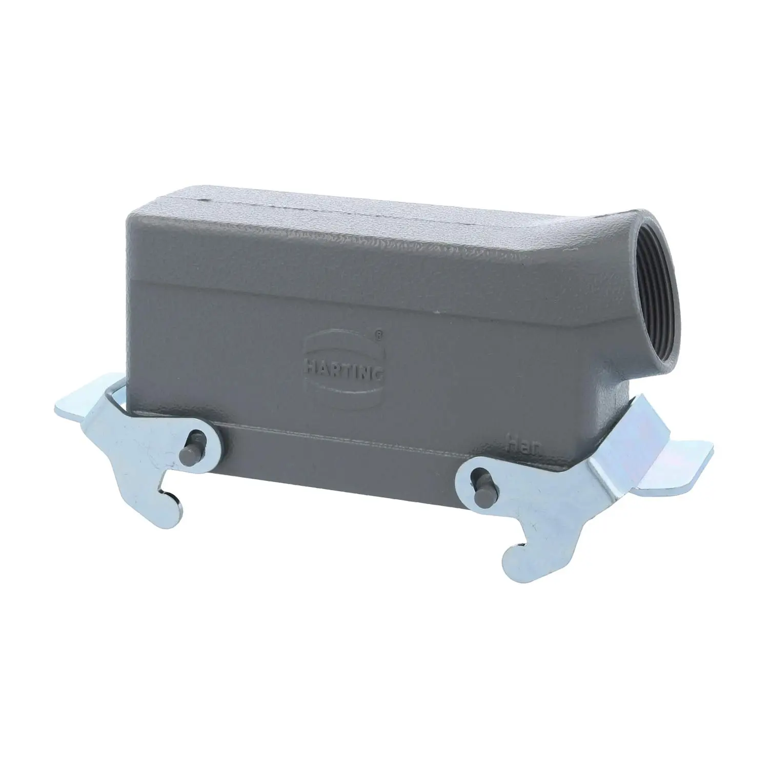 Produktfoto 1 von 04300241567 HARTING Han 24B Tüllengehäuse niedrig, 1xM32 seitlicher Kabelabgang, mit 2 Querbügeln Verschraubung M32 Klemmbereich 11,0mm - 21,0mm