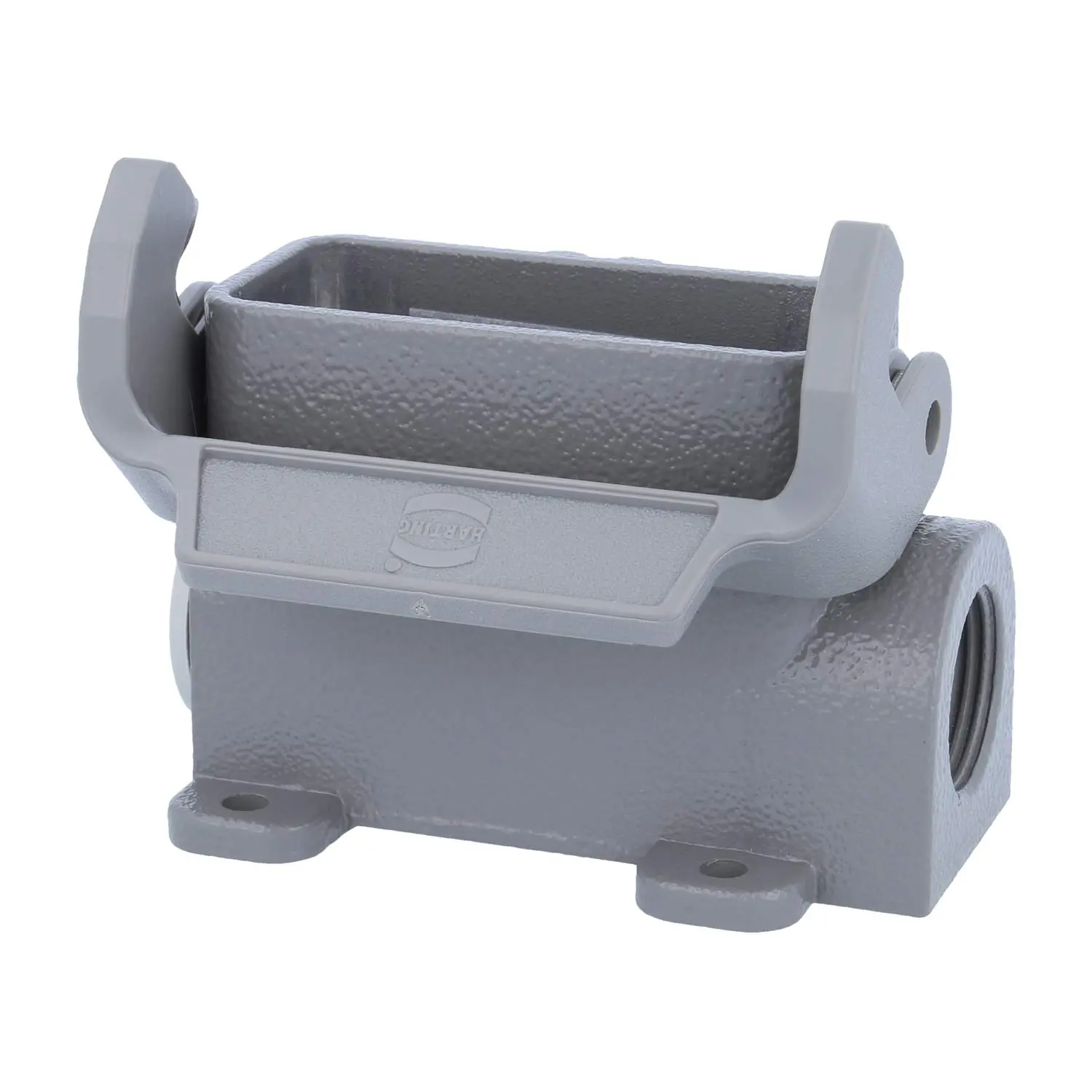 Produktfoto 1 von 05200100261 HARTING Han 10A Sockelgehäuse hoch, 1xM20 seitlicher Kabelabgang, mit 1 Längsbügel Verschraubung M20 Klemmbereich 7,0mm - 13,0mm