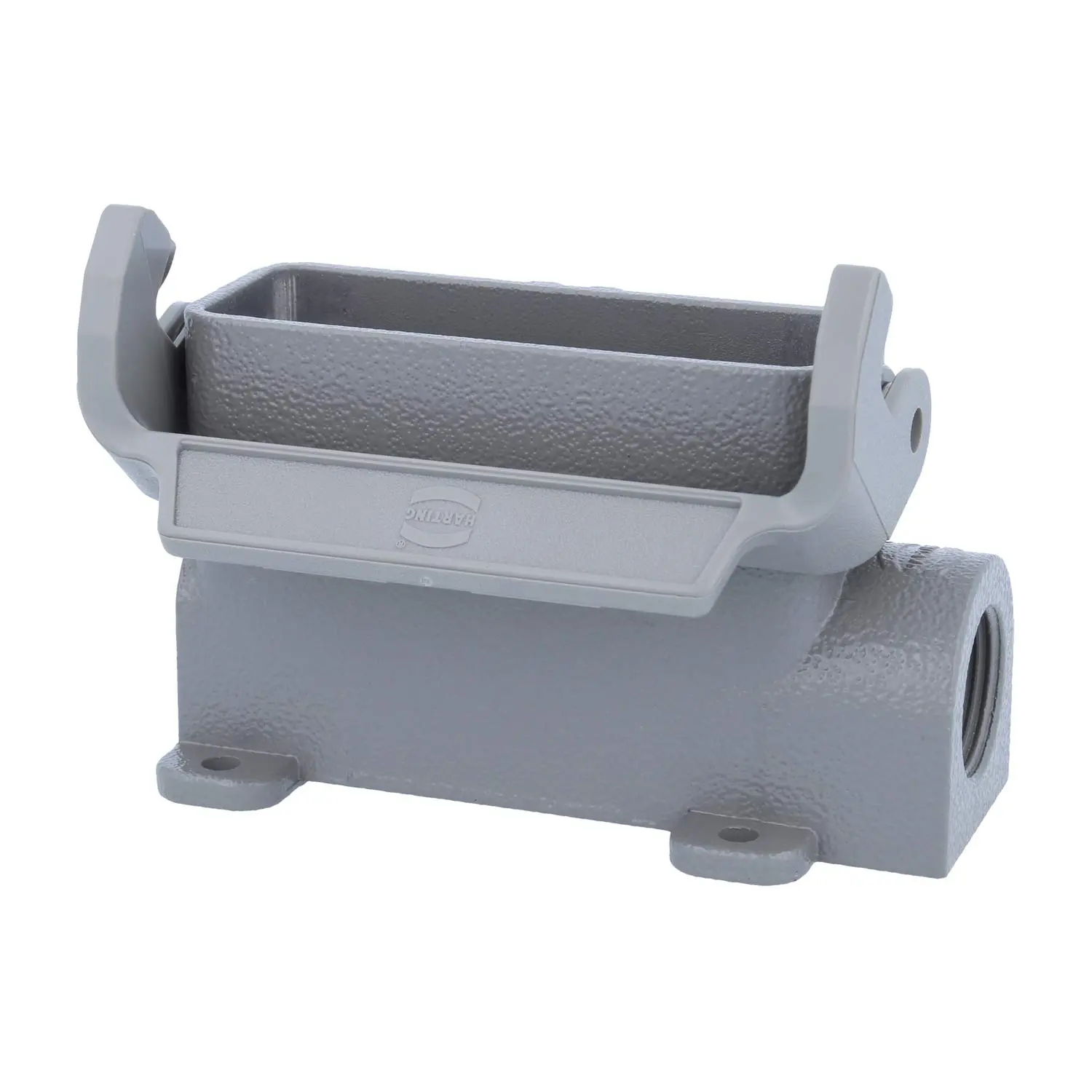 Produktfoto 1 von 19200160290 HARTING Han 16A Sockelgehäuse hoch, 2xM20 seitlicher Kabelabgang, mit 1 Längsbügel Verschraubung M20 Klemmbereich 7,0mm - 13,0mm