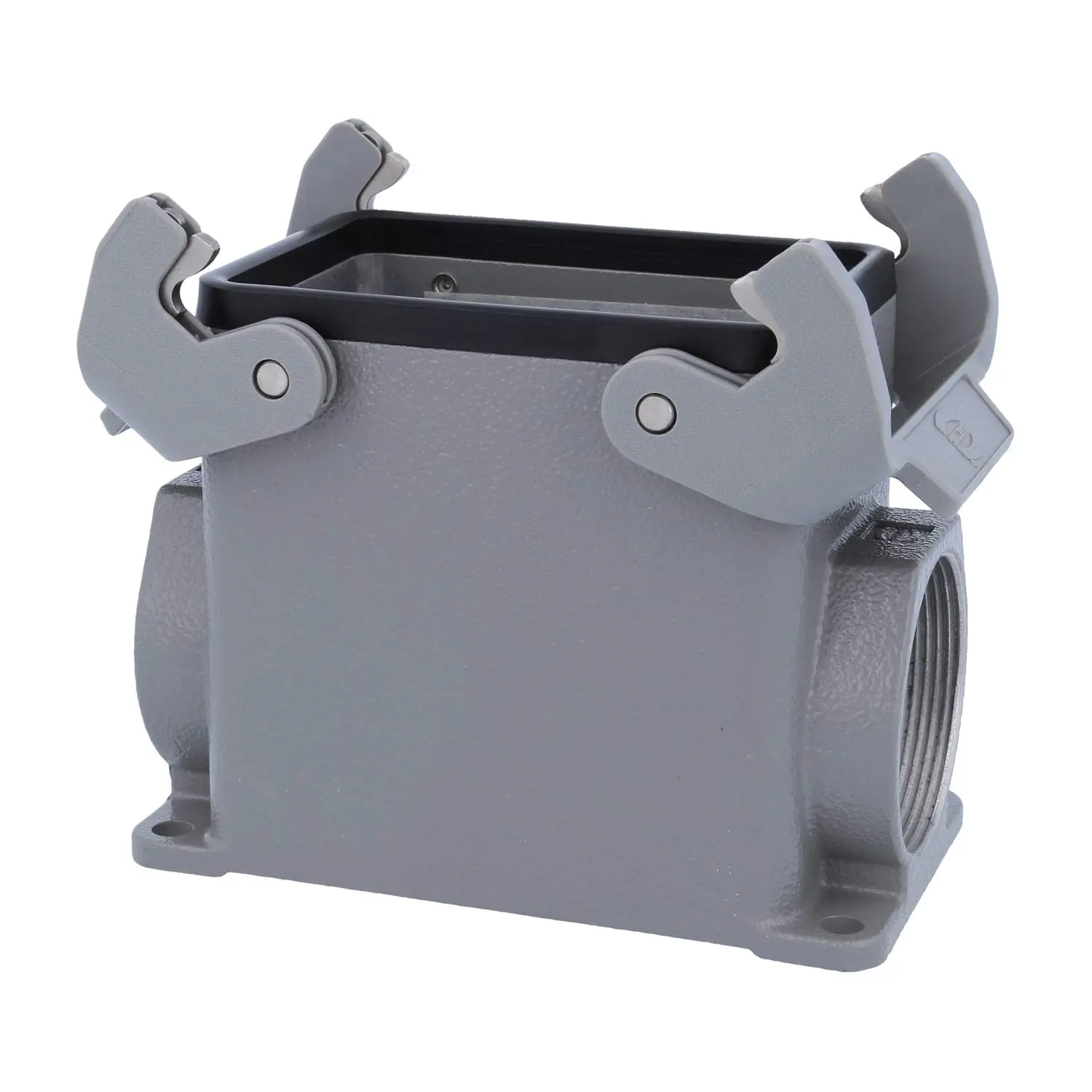 Produktfoto 1 von 05200320268 HARTING Han 32A Sockelgehäuse hoch, 2xM40 seitlicher Kabelabgang, mit 2 Querbügeln Verschraubung M40 Klemmbereich 19,0mm - 28,0mm