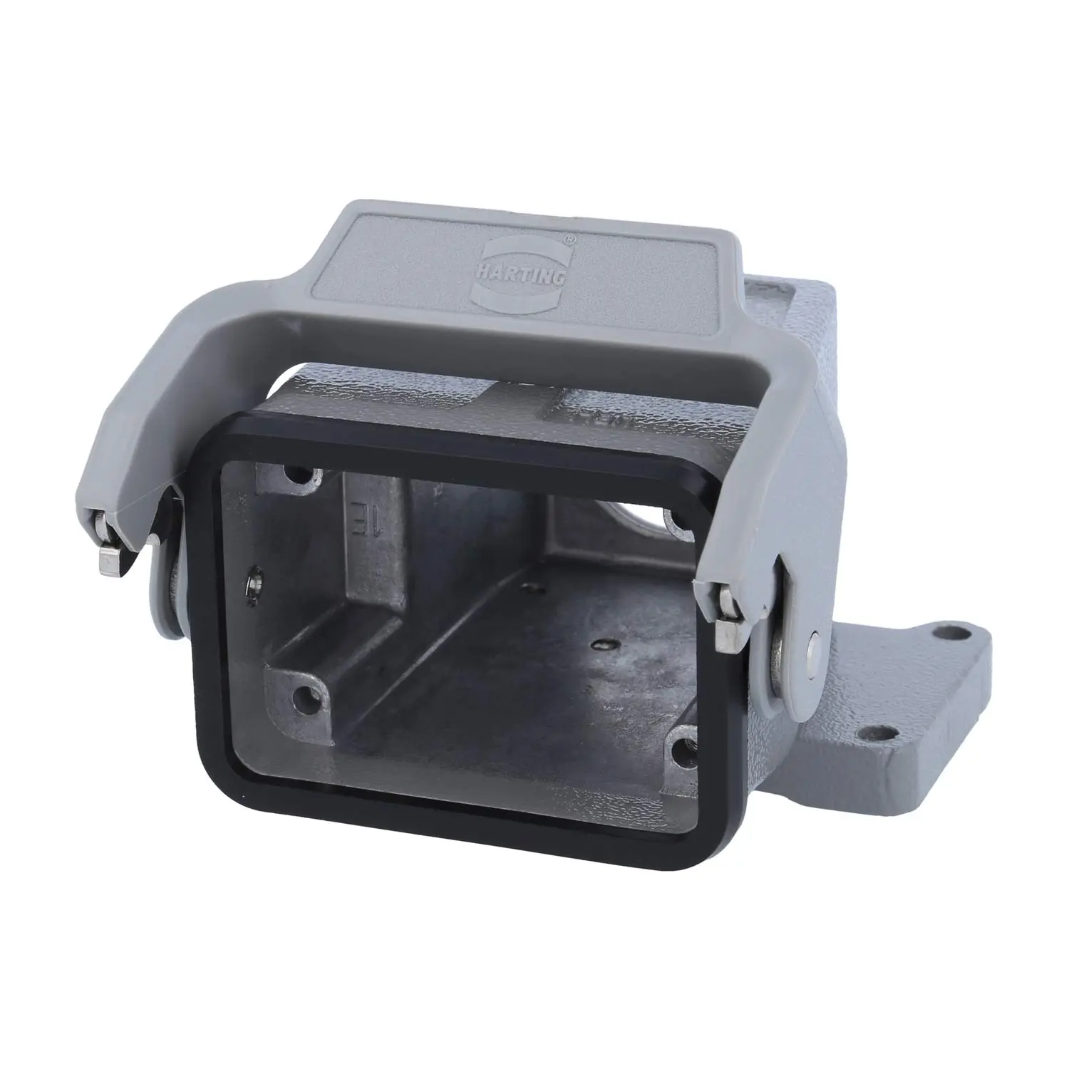Produktfoto 1 von 19300060716 HARTING Han 6B Kupplungsgehäuse hoch, 1xM25 gerader Kabelabgang, mit 1 Längsbügel Verschraubung M25 Klemmbereich 9,0mm - 17,0mm