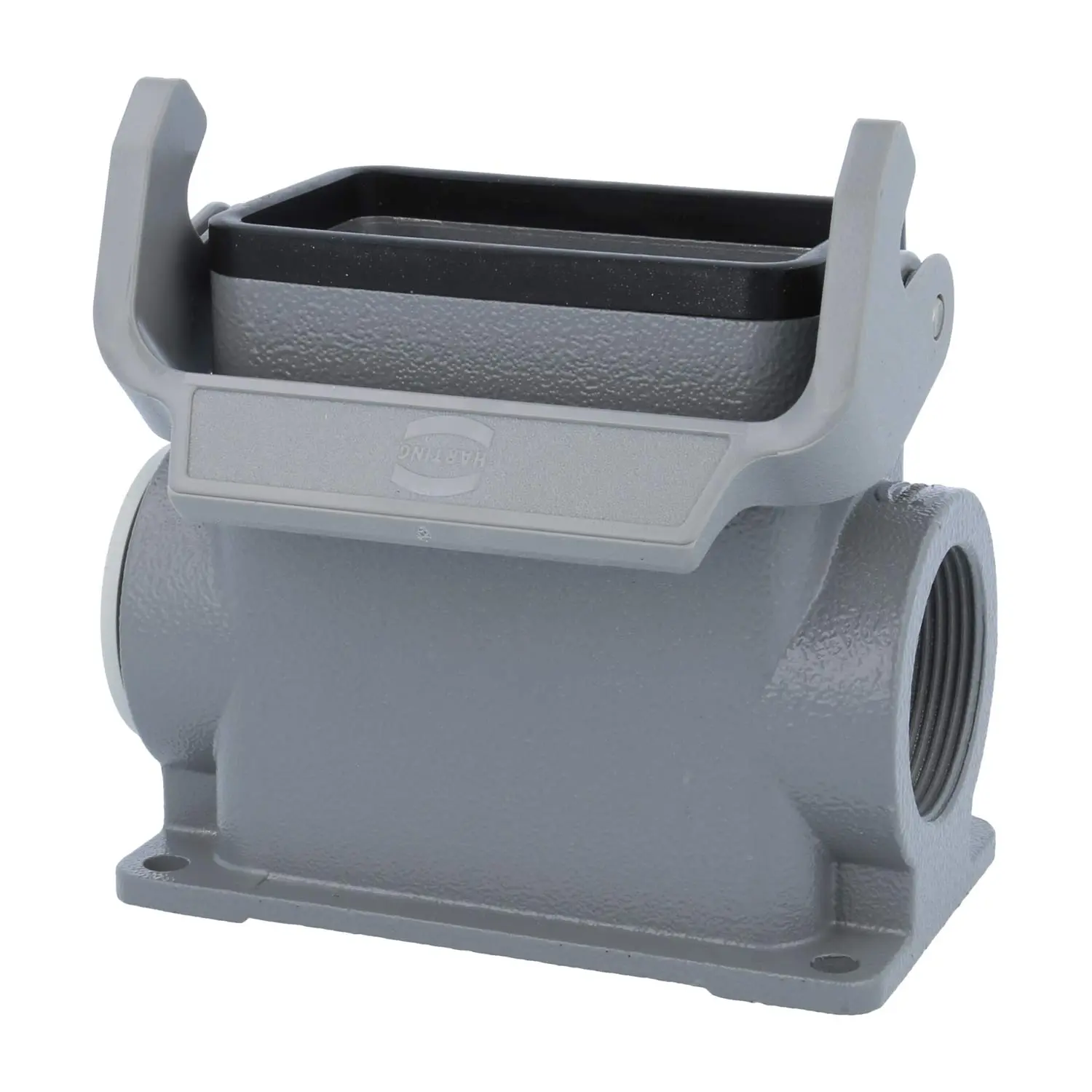 05300100280 HARTING Han 10B Sockelgehäuse hoch, 1xM32 seitlicher Kabelabgang, mit 1 Längsbügel Verschraubung M32 Klemmbereich 11,0mm - 21,0mm