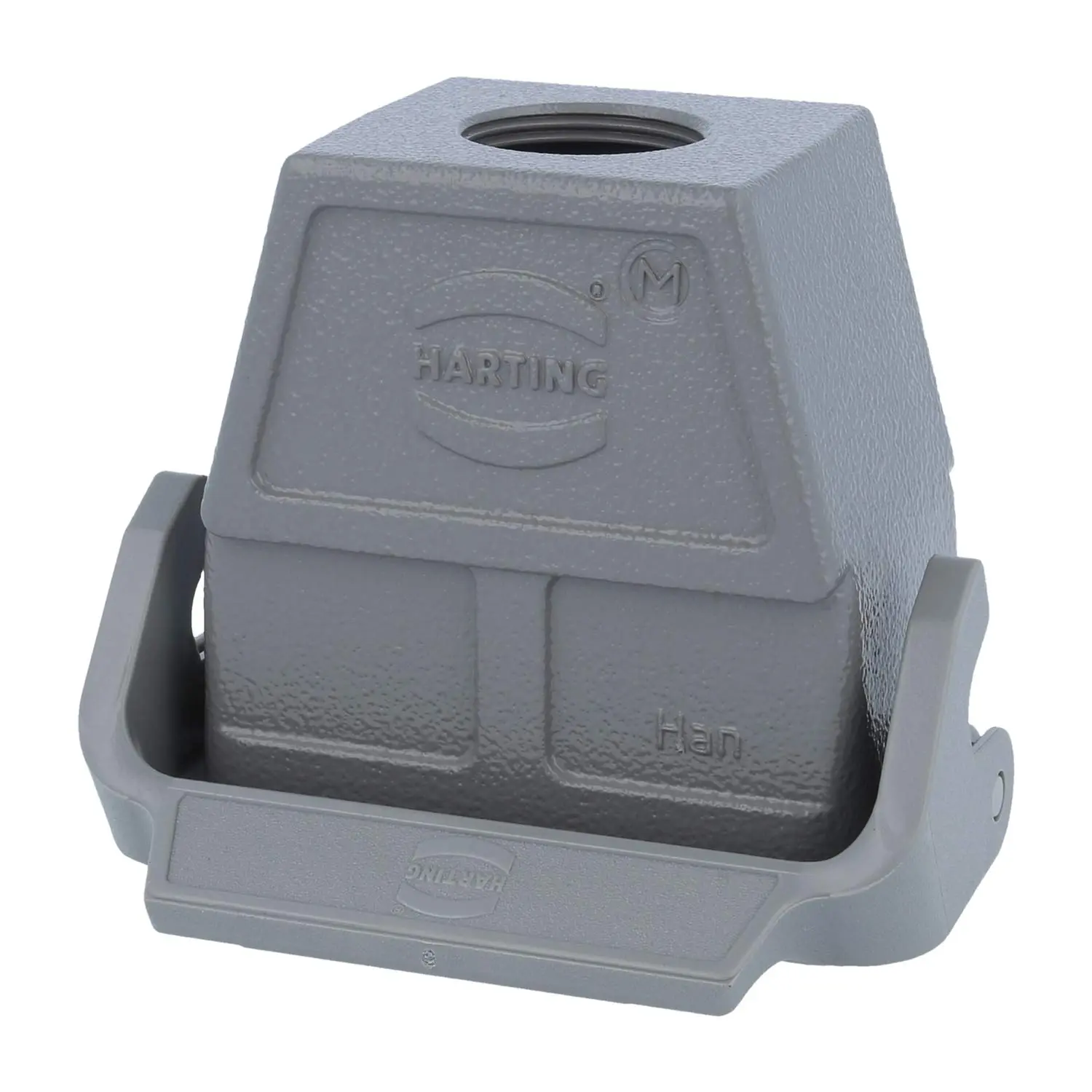 Produktfoto 1 von 19300100756 HARTING Han 10B Kupplungsgehäuse hoch, 1xM25 gerader Kabelabgang, mit 1 Längsbügel Verschraubung M25 Klemmbereich 9,0mm - 17,0mm