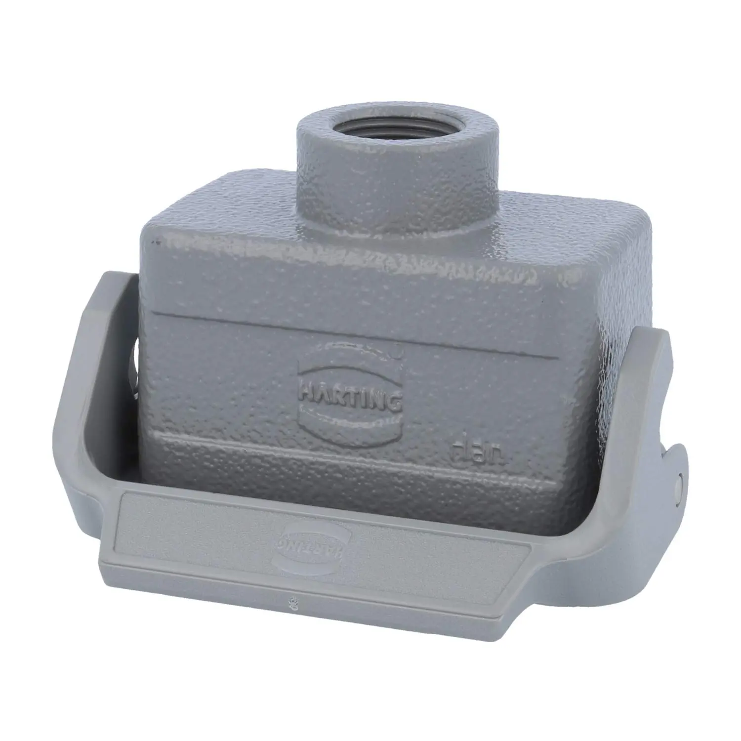 Produktfoto 1 von 19300101750 HARTING Han 10B Kupplungsgehäuse niedrig, 1xM20 gerader Kabelabgang, mit 1 Längsbügel Verschraubung M20 Klemmbereich 7,0mm - 13,0mm