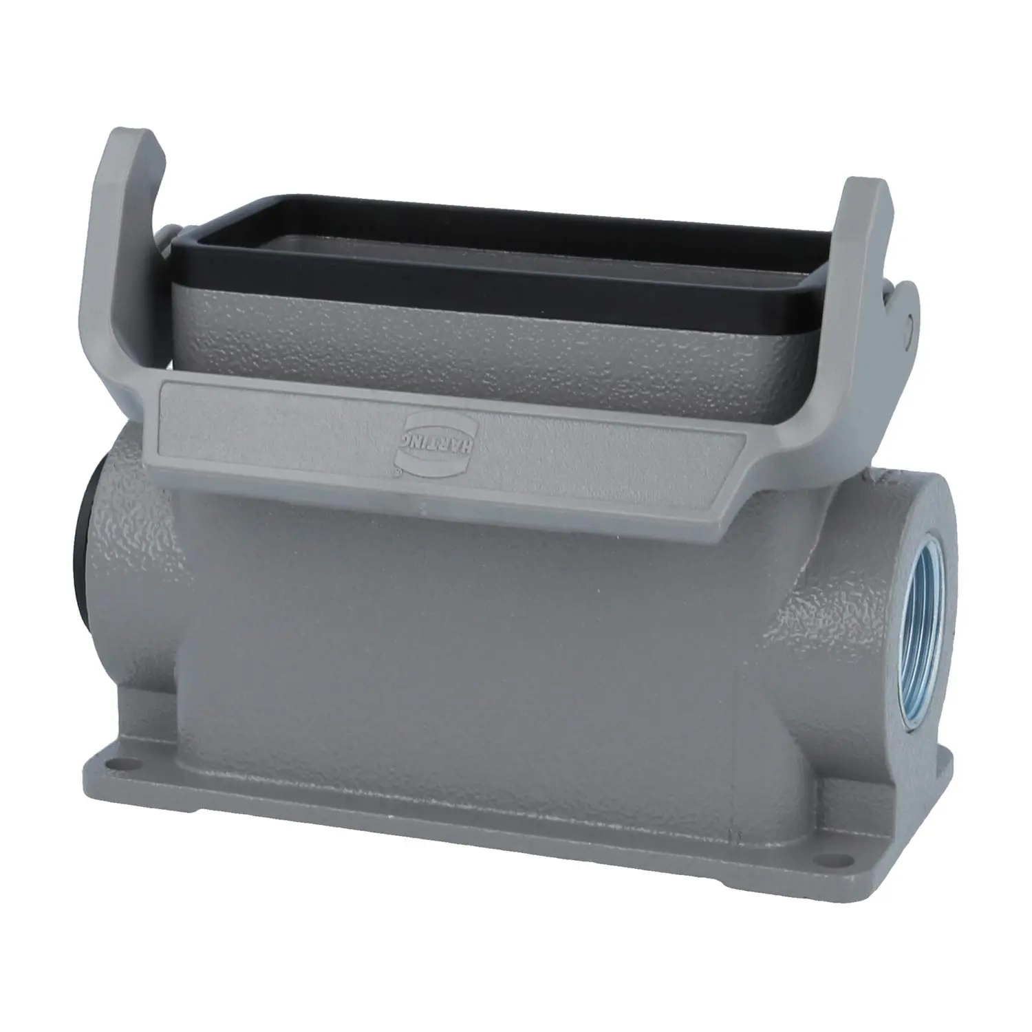 Produktfoto 1 von 05300160264 HARTING Han 16B Sockelgehäuse hoch, 1xM25 seitlicher Kabelabgang, mit 1 Längsbügel Verschraubung M25 Klemmbereich 9,0mm - 17,0mm