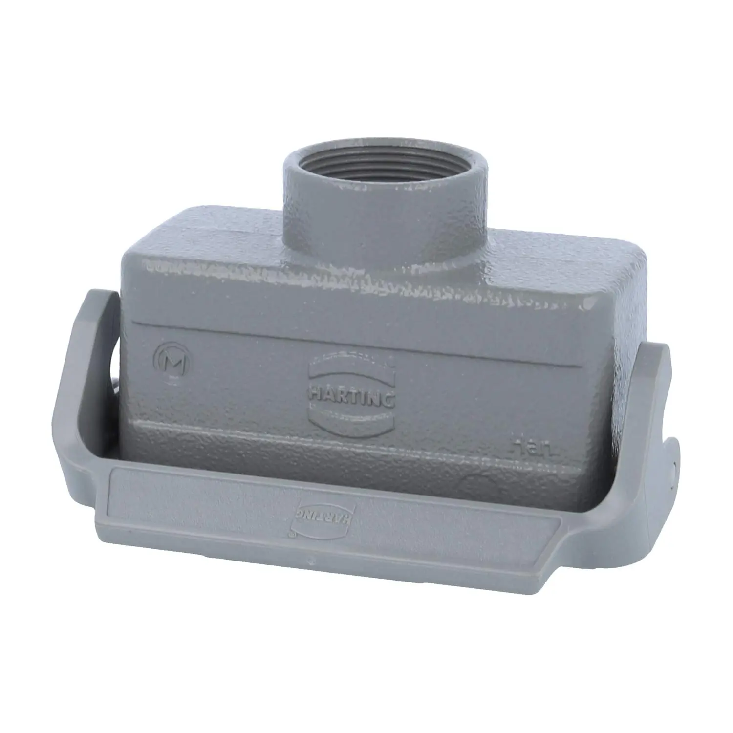 Produktfoto 1 von 19300161752 HARTING Han 16B Kupplungsgehäuse niedrig, 1xM32 gerader Kabelabgang, mit 1 Längsbügel Verschraubung M32 Klemmbereich 11,0mm - 21,0mm