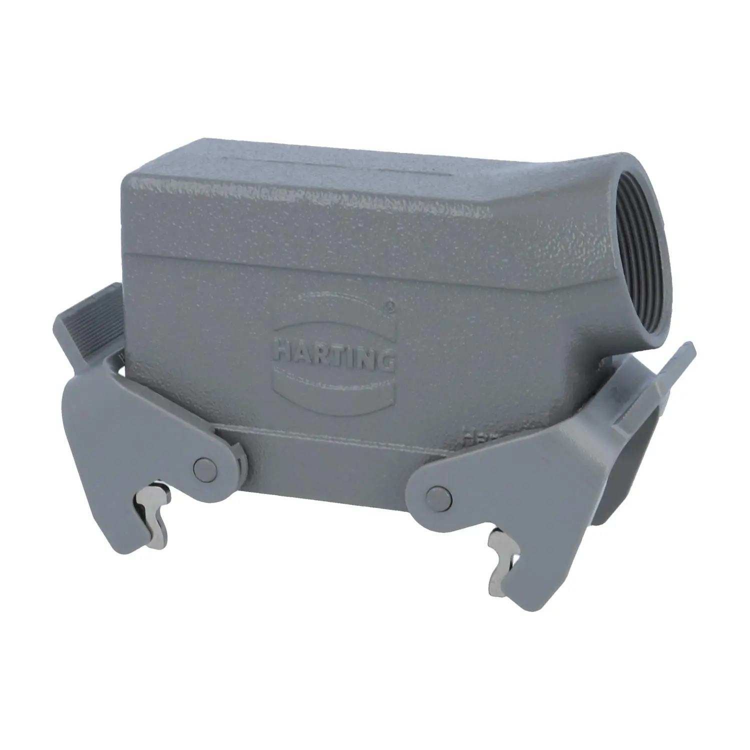 Produktfoto 1 von 05300161569 HARTING Han 16B Tüllengehäuse niedrig, 1xM32 seitlicher Kabelabgang, mit 2 Querbügeln Verschraubung M32 Klemmbereich 11,0mm - 21,0mm