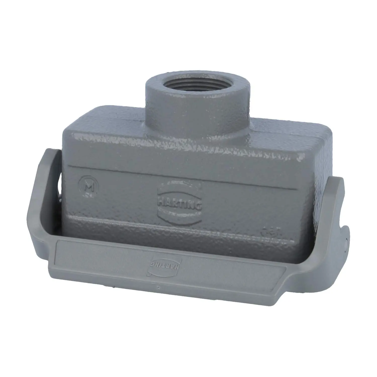 Produktfoto 1 von 19300161751 HARTING Han 16B Kupplungsgehäuse niedrig, 1xM25 gerader Kabelabgang, mit 1 Längsbügel Verschraubung M25 Klemmbereich 9,0mm - 17,0mm