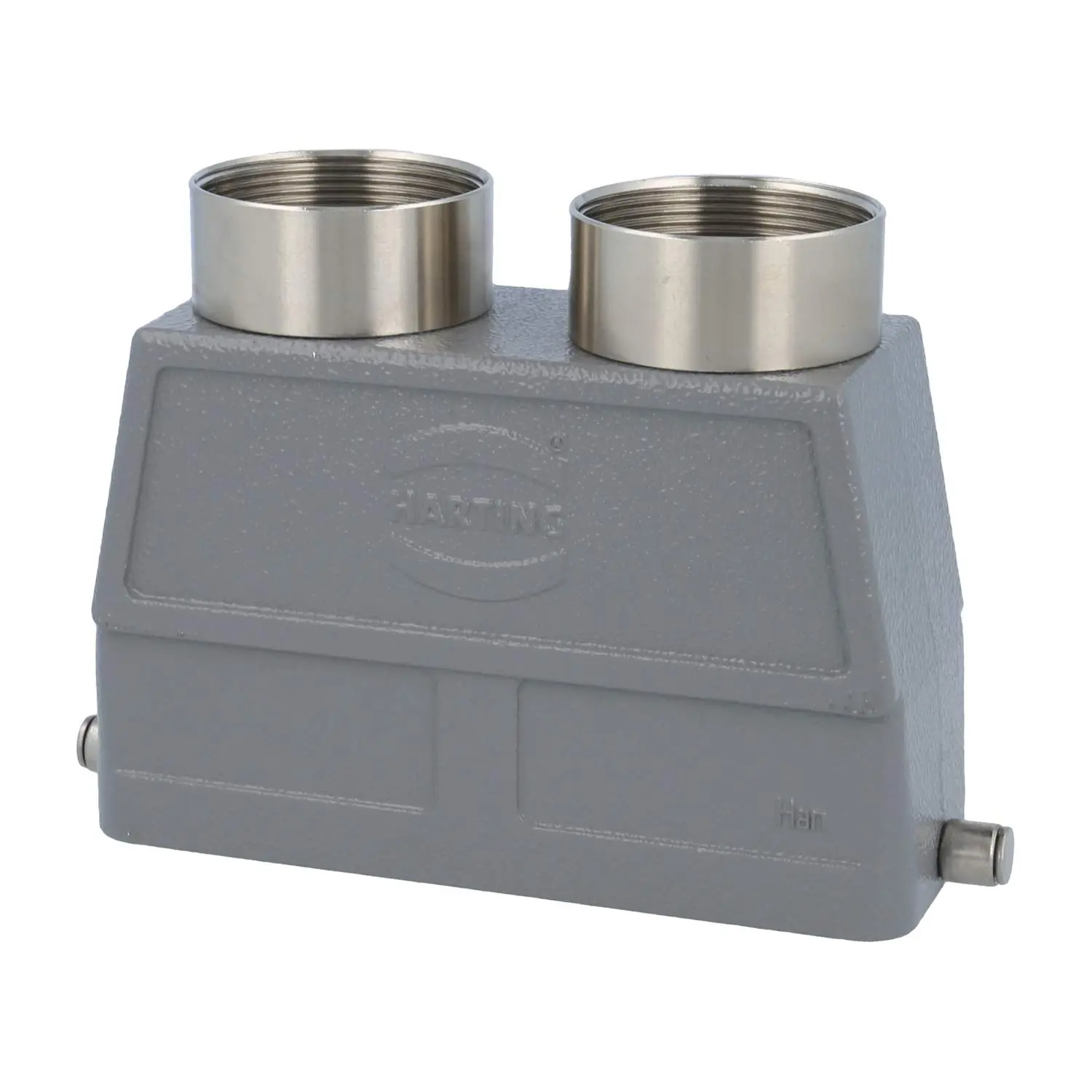 Produktfoto 1 von 05300240499 HARTING Han 24B Tüllengehäuse hoch, 2xM40 gerader Kabelabgang, für 1 Bügel (am Unterteil) Verschraubung M40 Klemmbereich 19,0mm - 28,0mm