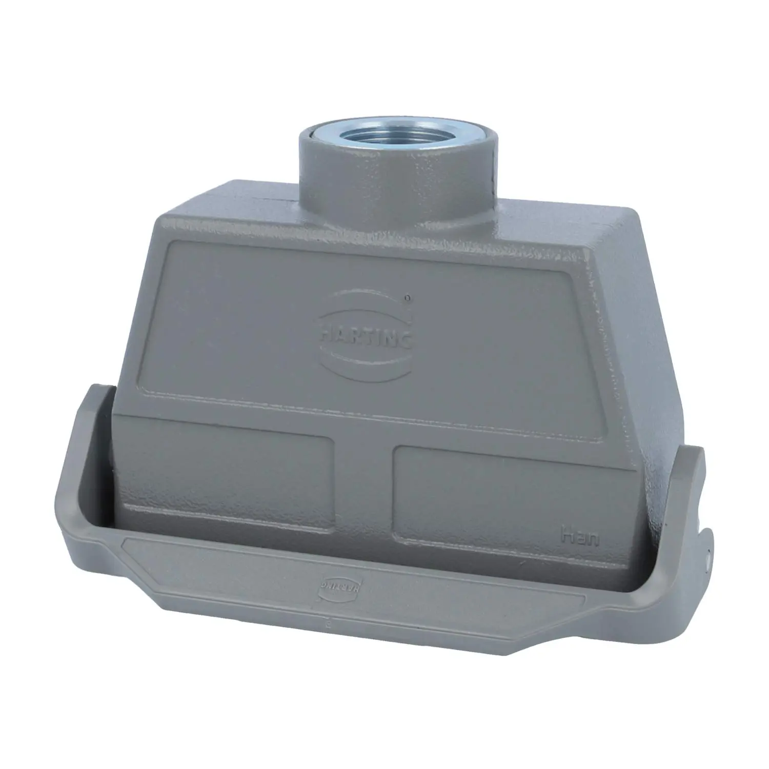 Produktfoto 1 von 05300240764 HARTING Han 24B Kupplungsgehäuse hoch, 1xM25 gerader Kabelabgang, mit 1 Längsbügel Verschraubung M25 Klemmbereich 9,0mm - 17,0mm