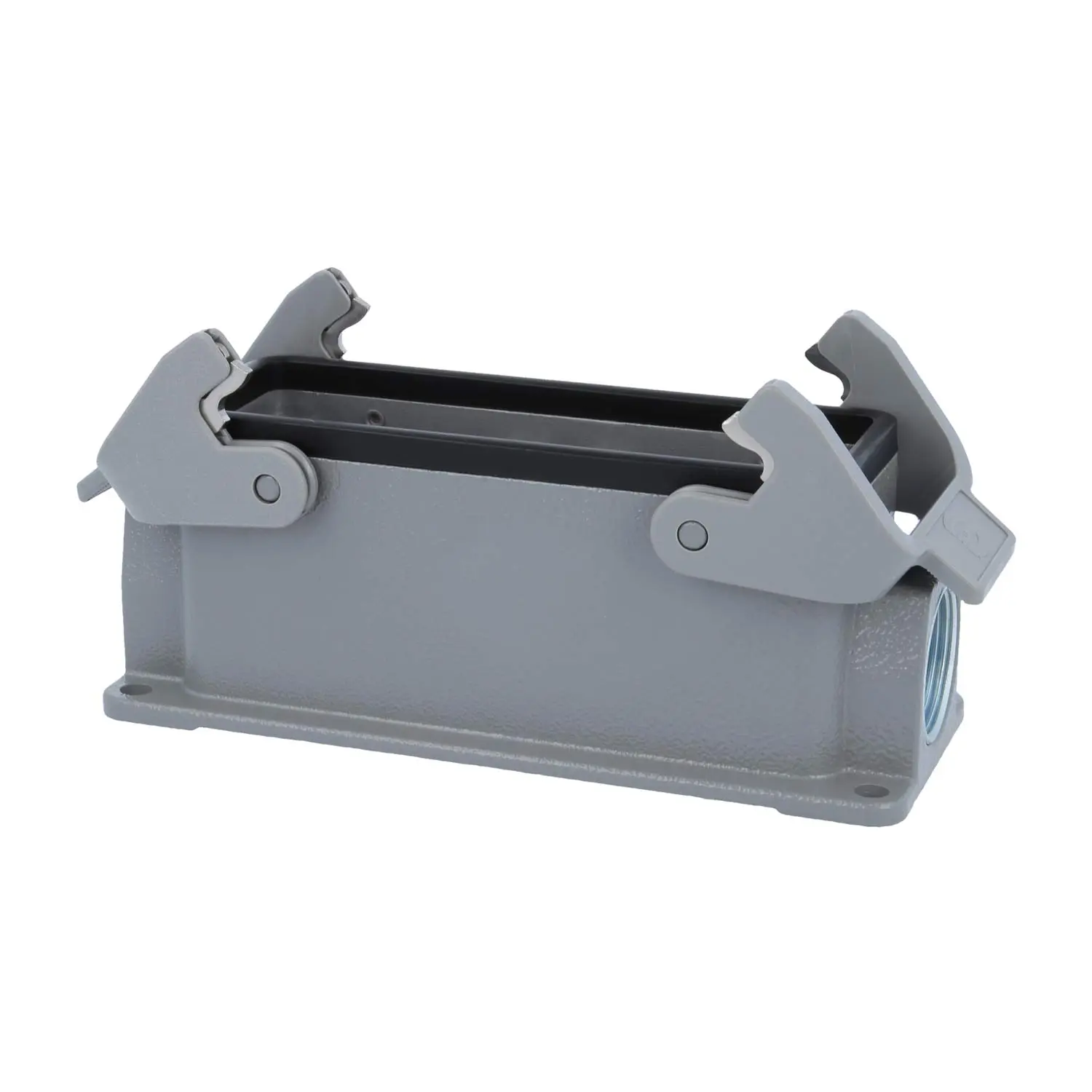 Produktfoto 1 von 05300241233 HARTING Han 24B für 2 Einsätze Sockelgehäuse niedrig, 1xM25 seitlicher Kabelabgang, mit 2 Querbügeln Verschraubung M25 Klemmbereich 9,0mm - 17,0mm