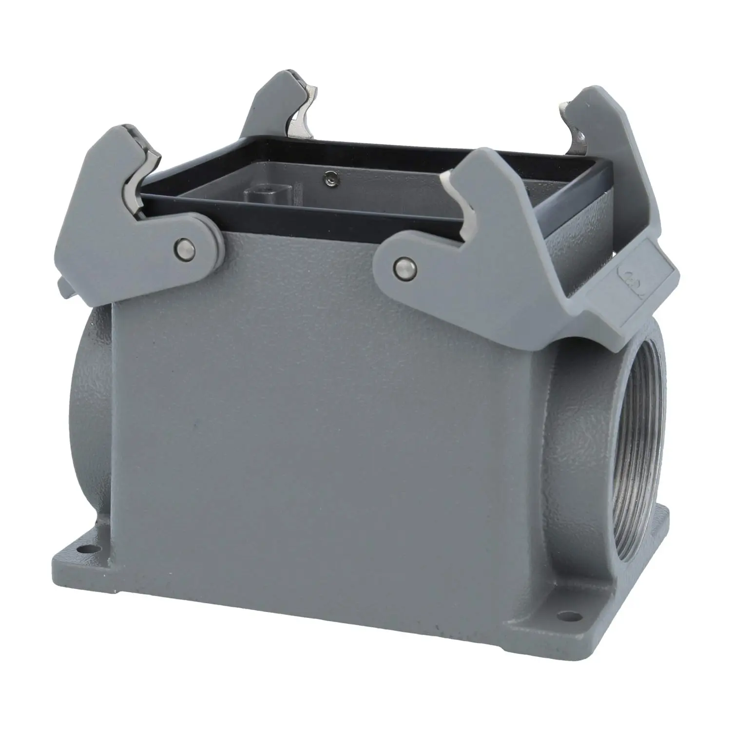 Produktfoto 1 von 05300320267 HARTING Han 32B Sockelgehäuse hoch, 2xM50 seitlicher Kabelabgang, mit 2 Querbügeln Verschraubung M50 Klemmbereich 27,0mm - 35,0mm