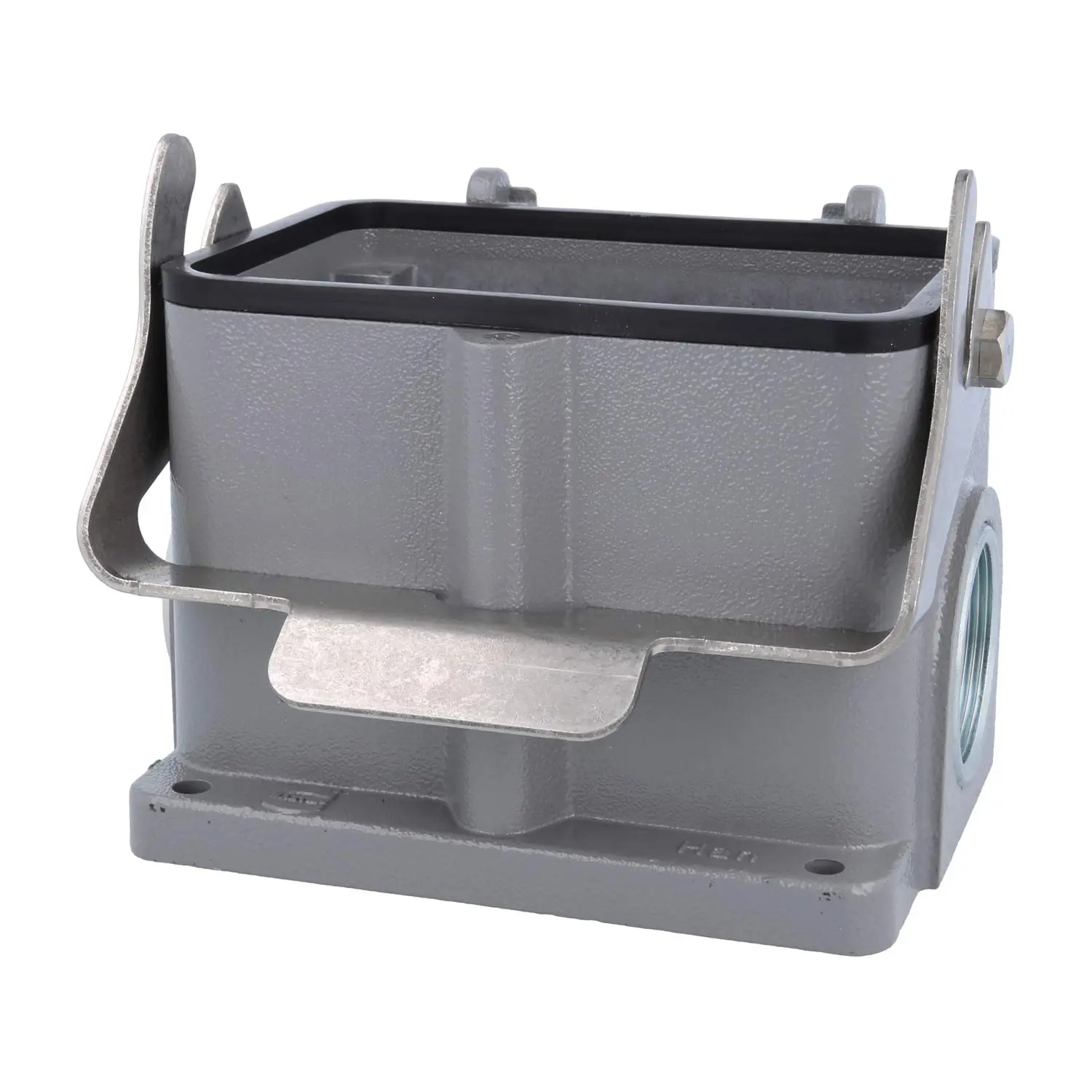 Produktfoto 1 von 05300480266 HARTING Han 48B Sockelgehäuse hoch, 1xM40 seitlicher Kabelabgang, mit 1 Längsbügel Verschraubung M40 Klemmbereich 19,0mm - 28,0mm
