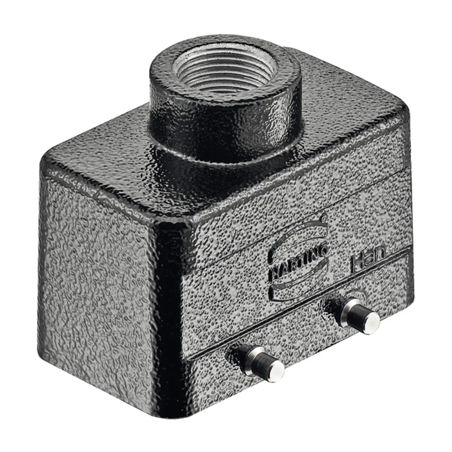 Produktfoto 1 von 19370101420 HARTING Han 10B M Tüllengehäuse niedrig, 1xM20 gerader Kabelabgang, für 2 Bügel (am Unterteil)