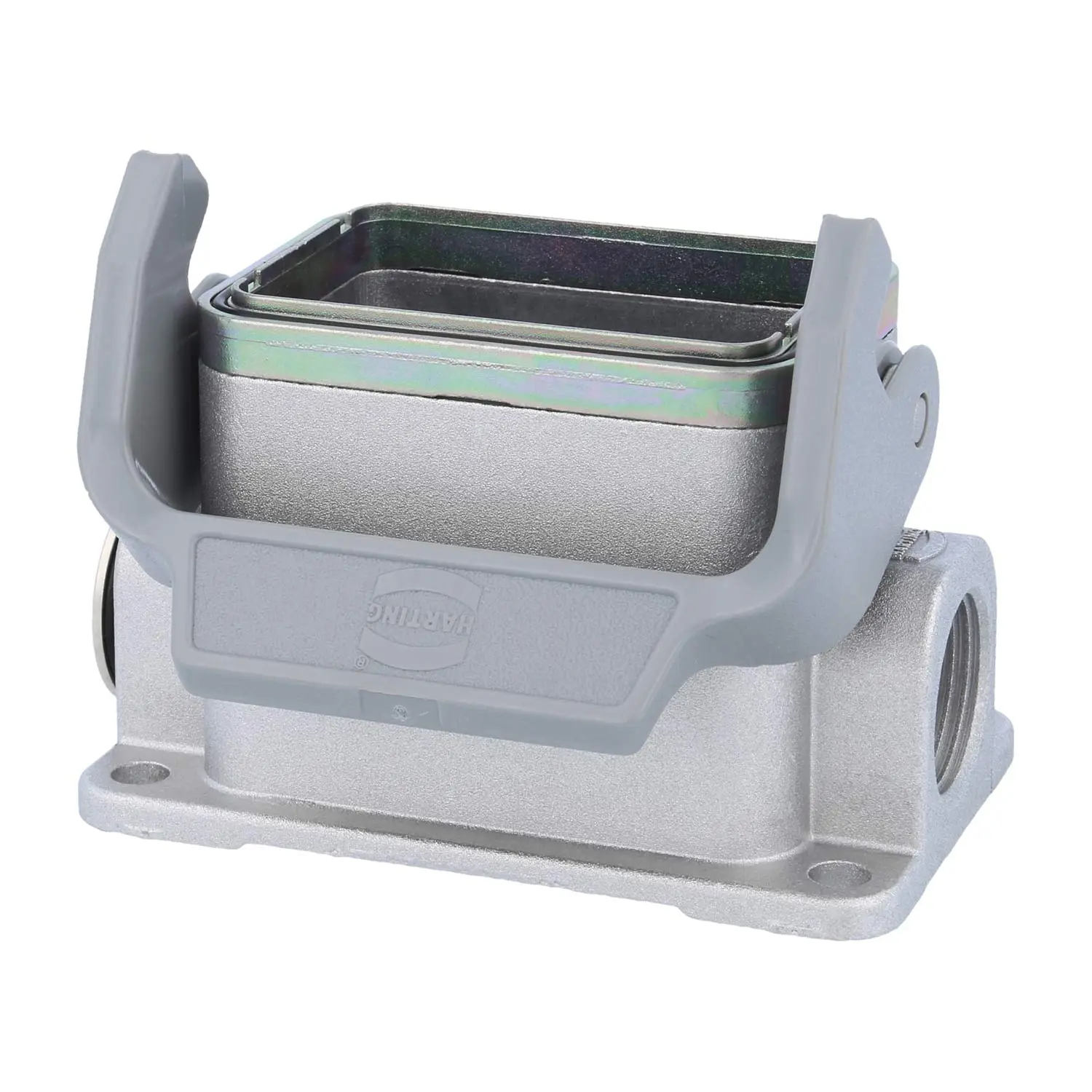 Produktfoto 1 von 05628061291 HARTING Han 6B EMV Sockelgehäuse niedrig, 1xM20 seitlicher Kabelabgang, mit 1 Längsbügel EMV-Verschraubung M20 Klemmbereich 7,0mm - 12,5mm