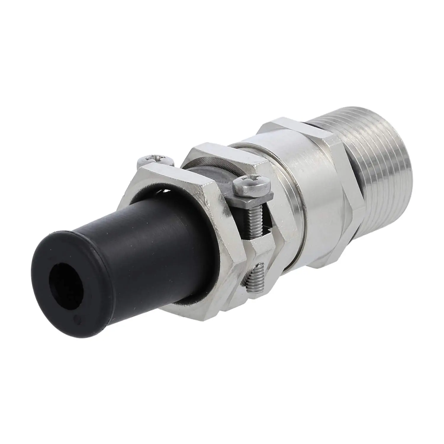 Produktfoto 1 von Verschraubung mit Biegeschutz PG13,5x1,41 ZBK-13/1L Sechskant-Zwischenstutzen Messing (CuZn) vernickelt Gewindelänge 15,0mm