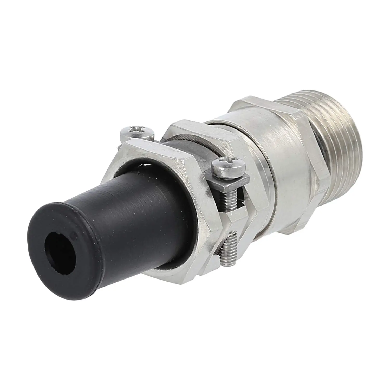 Produktfoto 1 von Verschraubung mit Biegeschutz M20x1,5 ZBKM-20/3L Sechskant-Zwischenstutzen Messing (CuZn) vernickelt Gewindelänge 10,0mm