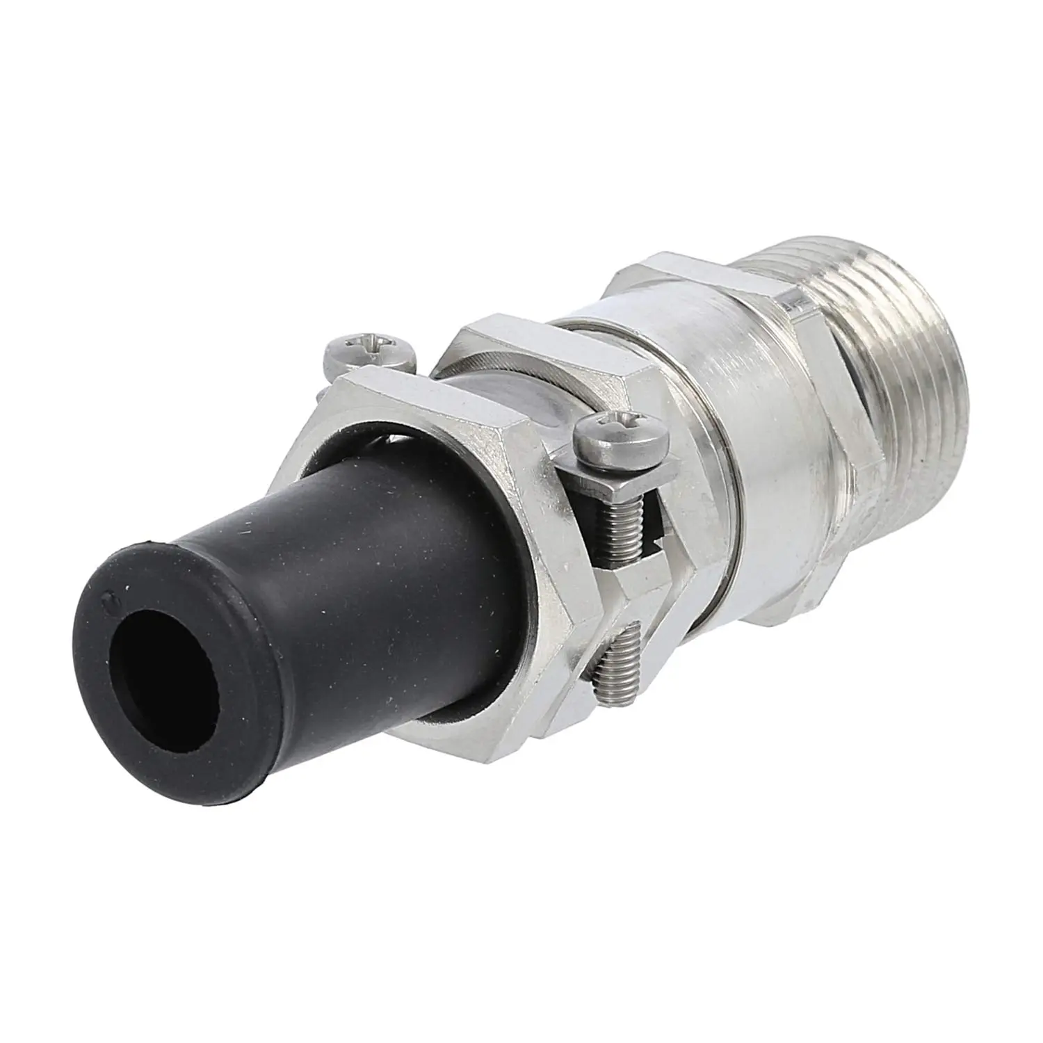 Produktfoto 1 von Verschraubung mit Biegeschutz M20x1,5 ZBKM-20/4L Sechskant-Zwischenstutzen Messing (CuZn) vernickelt Gewindelänge 10,0mm