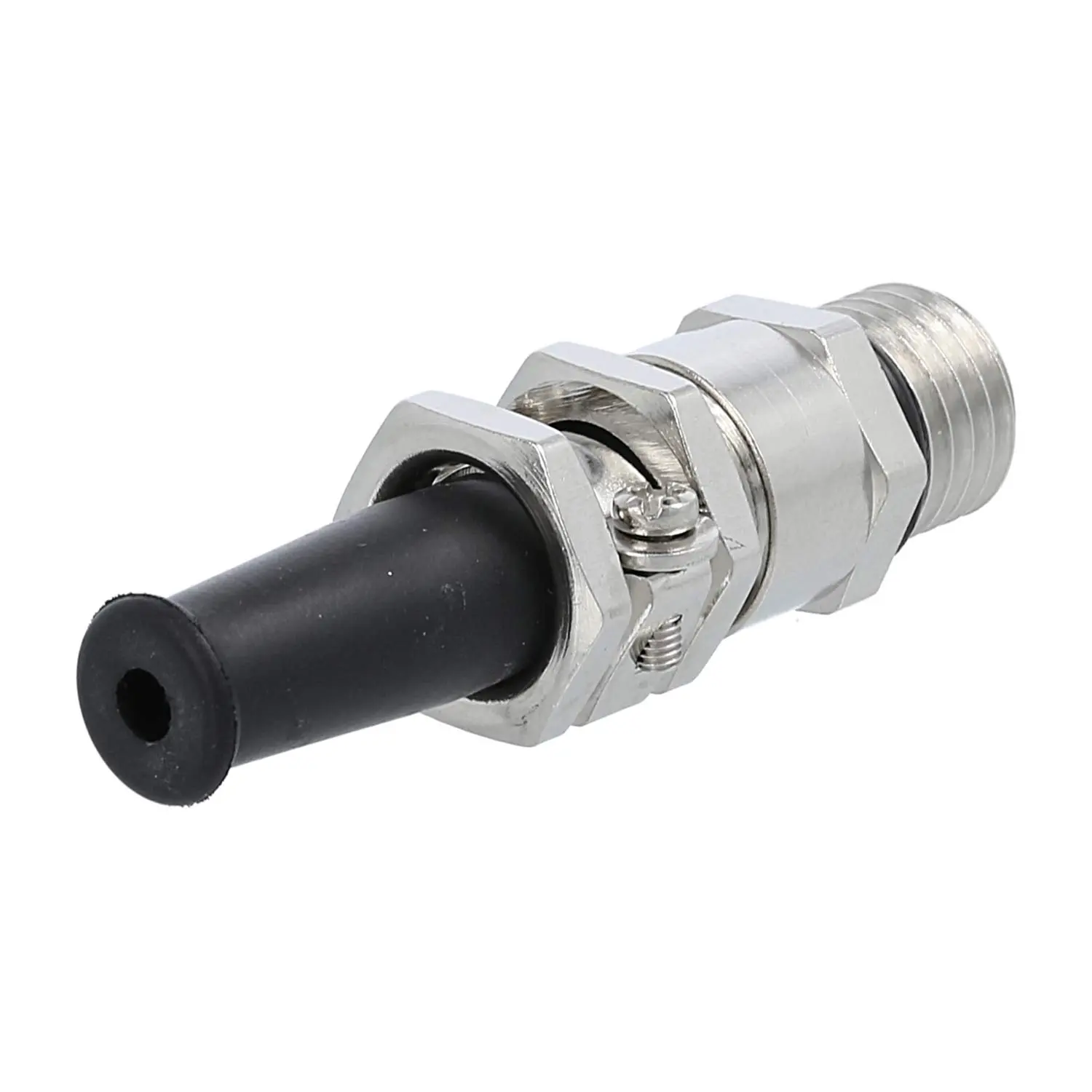 Produktfoto 1 von Verschraubung mit Biegeschutz M12x1,5 ZBKM-12/1L Sechskant-Zwischenstutzen Messing (CuZn) vernickelt Gewindelänge 10,0mm