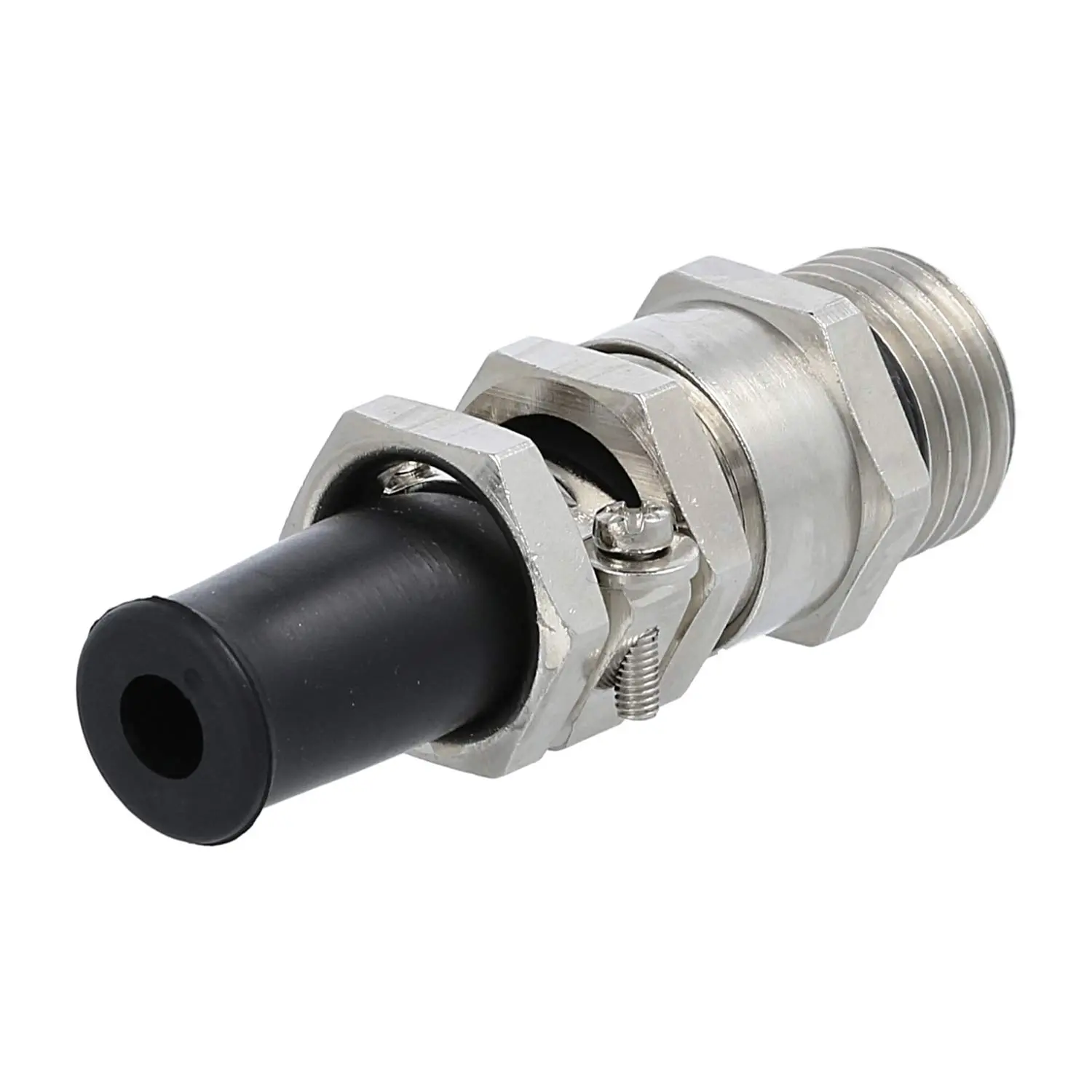 Produktfoto 1 von Verschraubung mit Biegeschutz M16x1,5 ZBKM-16/1L Sechskant-Zwischenstutzen Messing (CuZn) vernickelt Gewindelänge 10,0mm