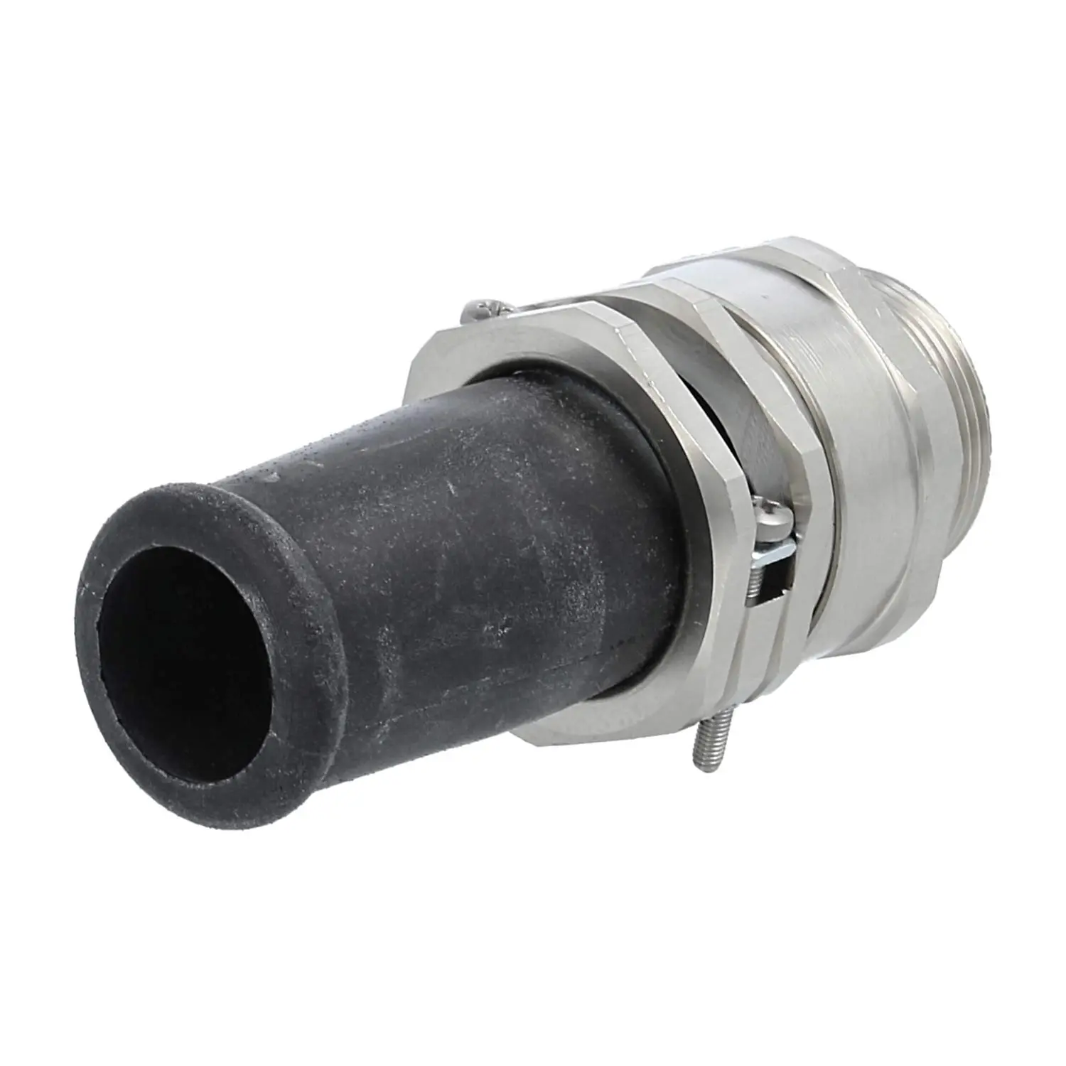 Produktfoto 1 von Verschraubung mit Biegeschutz M32x1,5 ZBKM-32/1L Sechskant-Zwischenstutzen Messing (CuZn) vernickelt Gewindelänge 13,0mm