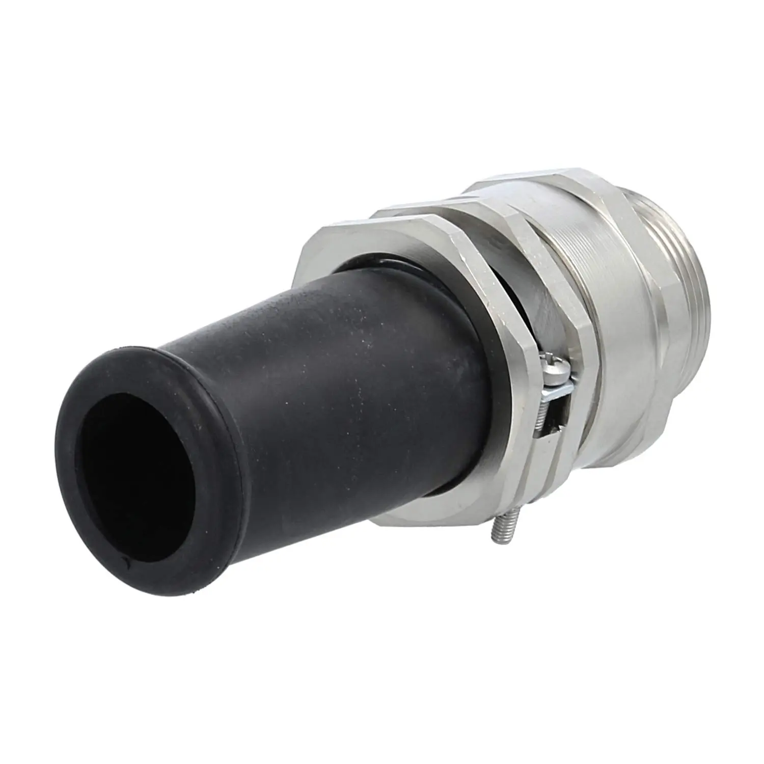 Produktfoto 1 von Verschraubung mit Biegeschutz M32x1,5 ZBKM-32/2L Sechskant-Zwischenstutzen Messing (CuZn) vernickelt Gewindelänge 13,0mm