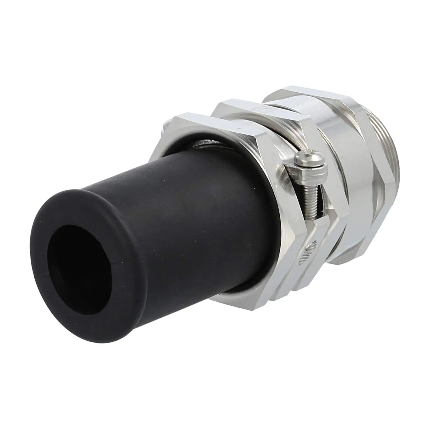 Produktfoto 1 von Verschraubung mit Biegeschutz M40x1,5 ZBKM-40/1L Sechskant-Zwischenstutzen Messing (CuZn) vernickelt Gewindelänge 13,0mm