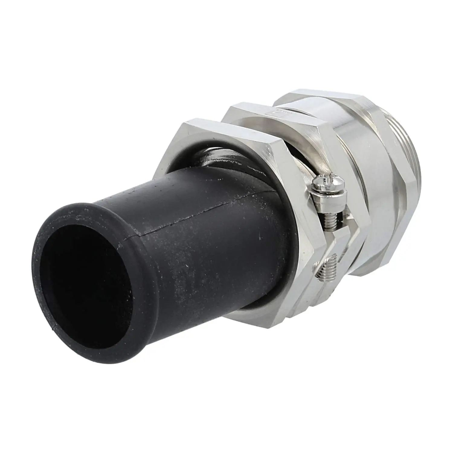 Verschraubung mit Biegeschutz M40x1,5 ZBKM-40/4L Sechskant-Zwischenstutzen Messing (CuZn) vernickelt Gewindelänge 13,0mm