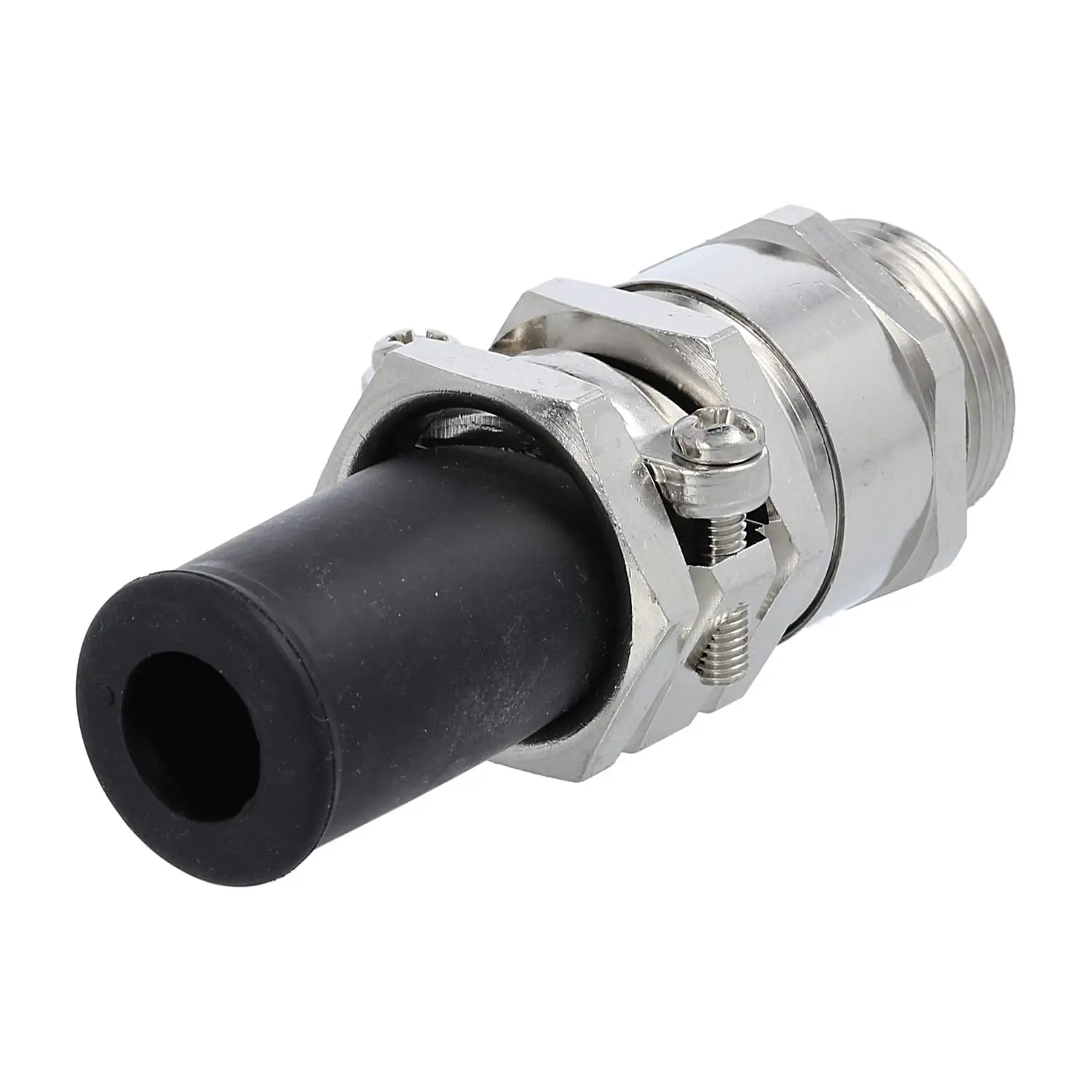 Produktfoto 1 von Verschraubung mit Biegeschutz M25x1,5 ZBKM-25/1L Sechskant-Zwischenstutzen Messing (CuZn) vernickelt Gewindelänge 11,0mm