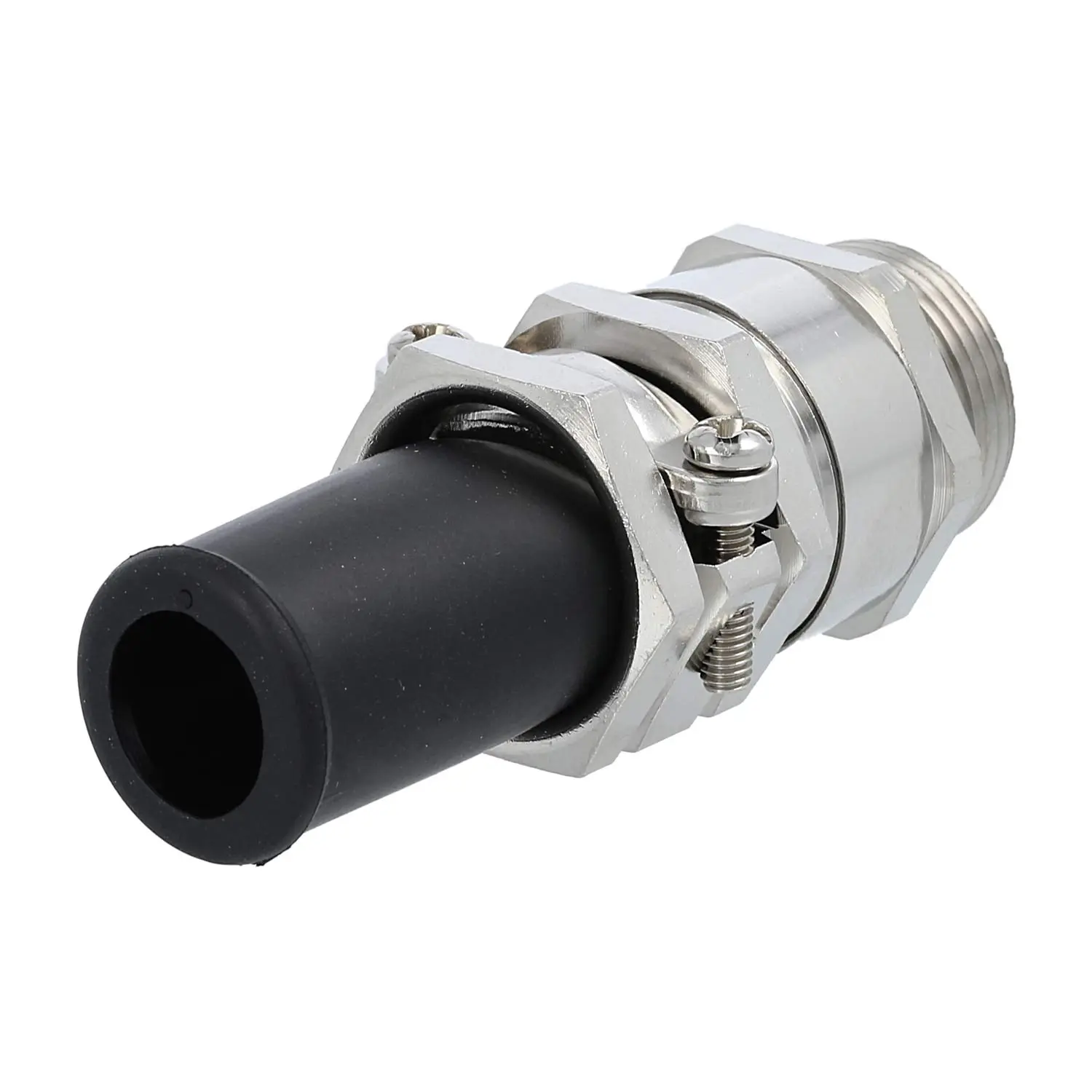 Produktfoto 1 von Verschraubung mit Biegeschutz M25x1,5 ZBKM-25/2L Sechskant-Zwischenstutzen Messing (CuZn) vernickelt Gewindelänge 11,0mm
