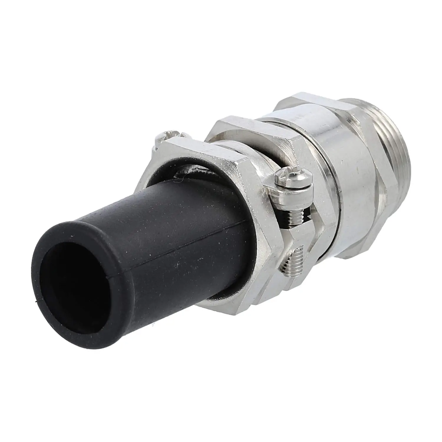 Produktfoto 1 von Verschraubung mit Biegeschutz M25x1,5 ZBKM-25/3L Sechskant-Zwischenstutzen Messing (CuZn) vernickelt Gewindelänge 11,0mm